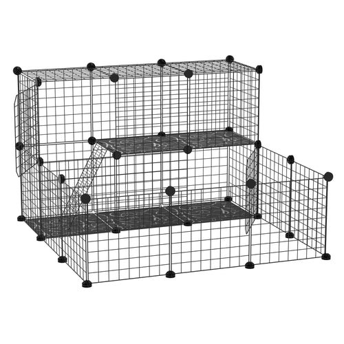 Small Animal Cage Rabbit Cage with Door, Guinea Pig Playpen, Small Animal Fence for Bunny, Chinchilla, Freret, Chinchilla, Indoor and Outdoor Use, Total 31 Panels, 41.3