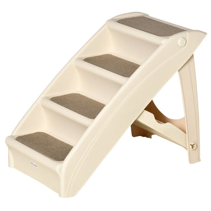 4-Level Portable Dog Stairs, Foldable Dog Steps for Small Dogs, Lightweight Cat Steps, with Nonslip Soft Mats, for High Bed, Sofa, Beige Cat Stairs   at Gallery Canada