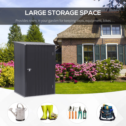 3.3' x 3.4' Lean-to Garden Storage Shed, Outdoor Galvanized Steel Tool House with Lockable Door for Patio Dark Gray Sheds   at Gallery Canada