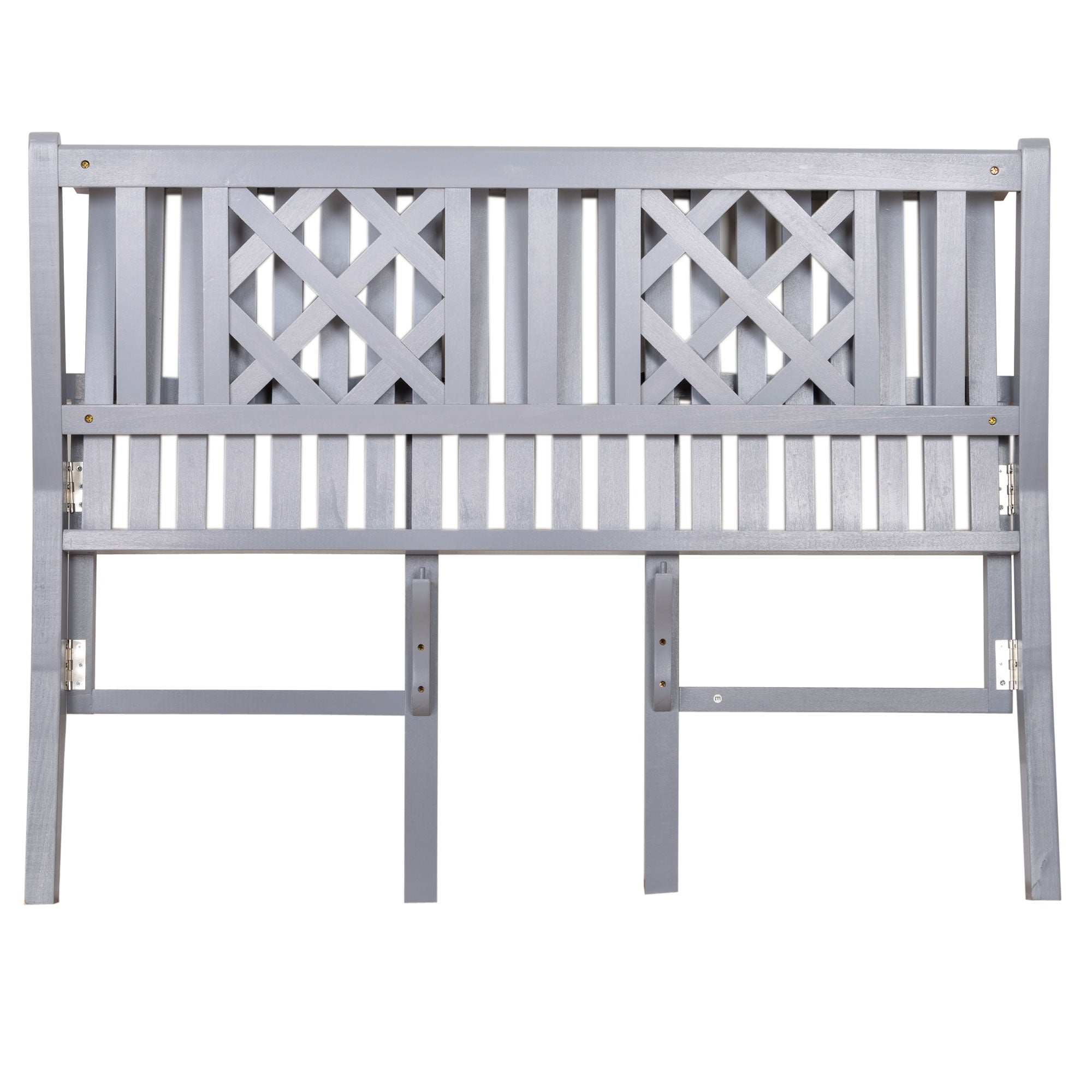 Foldable Garden Bench, 2-Seater Patio Wooden Bench, Loveseat Chair with Backrest and Armrest for Patio, Porch or Balcony, Grey Outdoor Benches at Gallery Canada