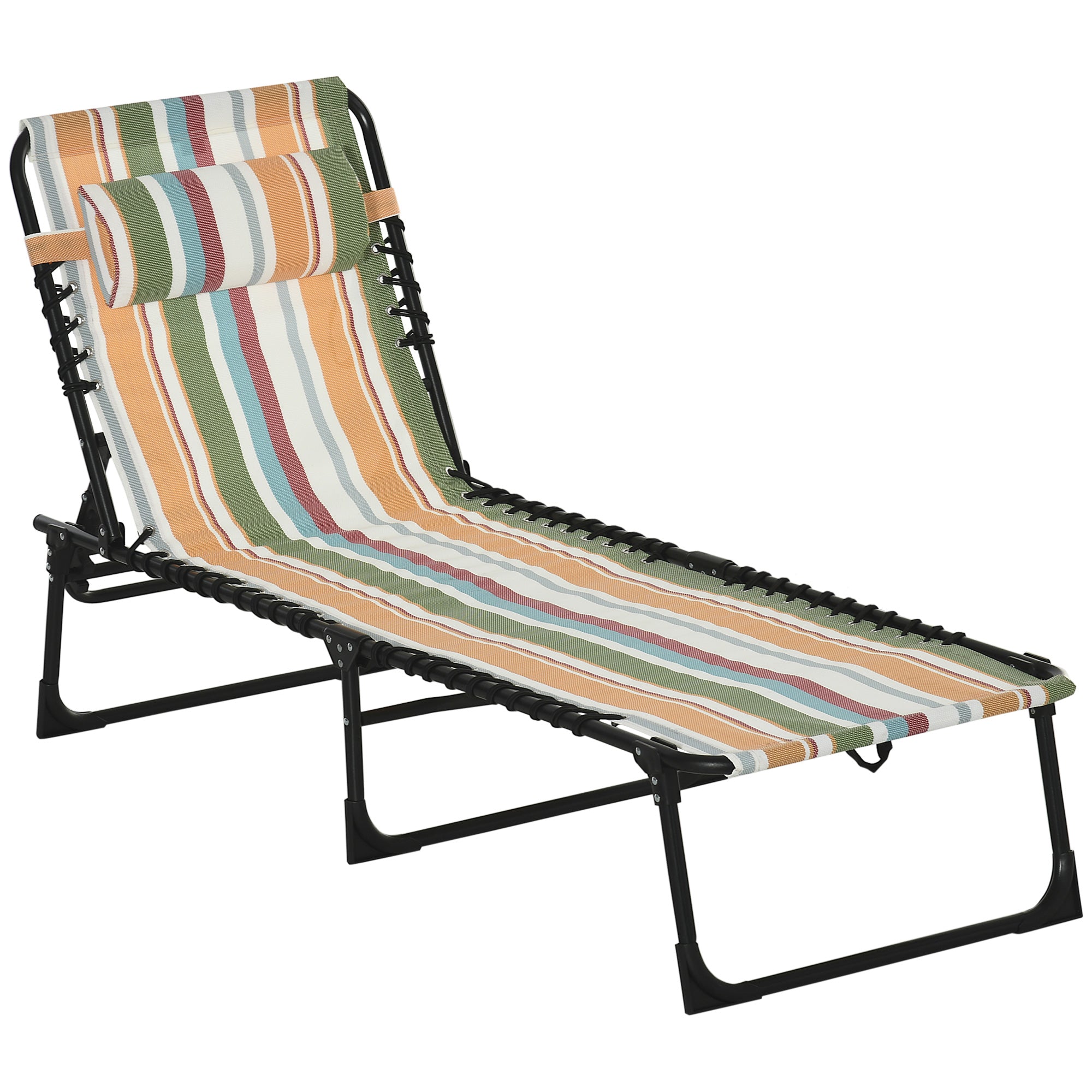 4-Level Adjustable Outdoor Folding Lounge Chair with Headrest, Multicolored Lounger Chairs   at Gallery Canada