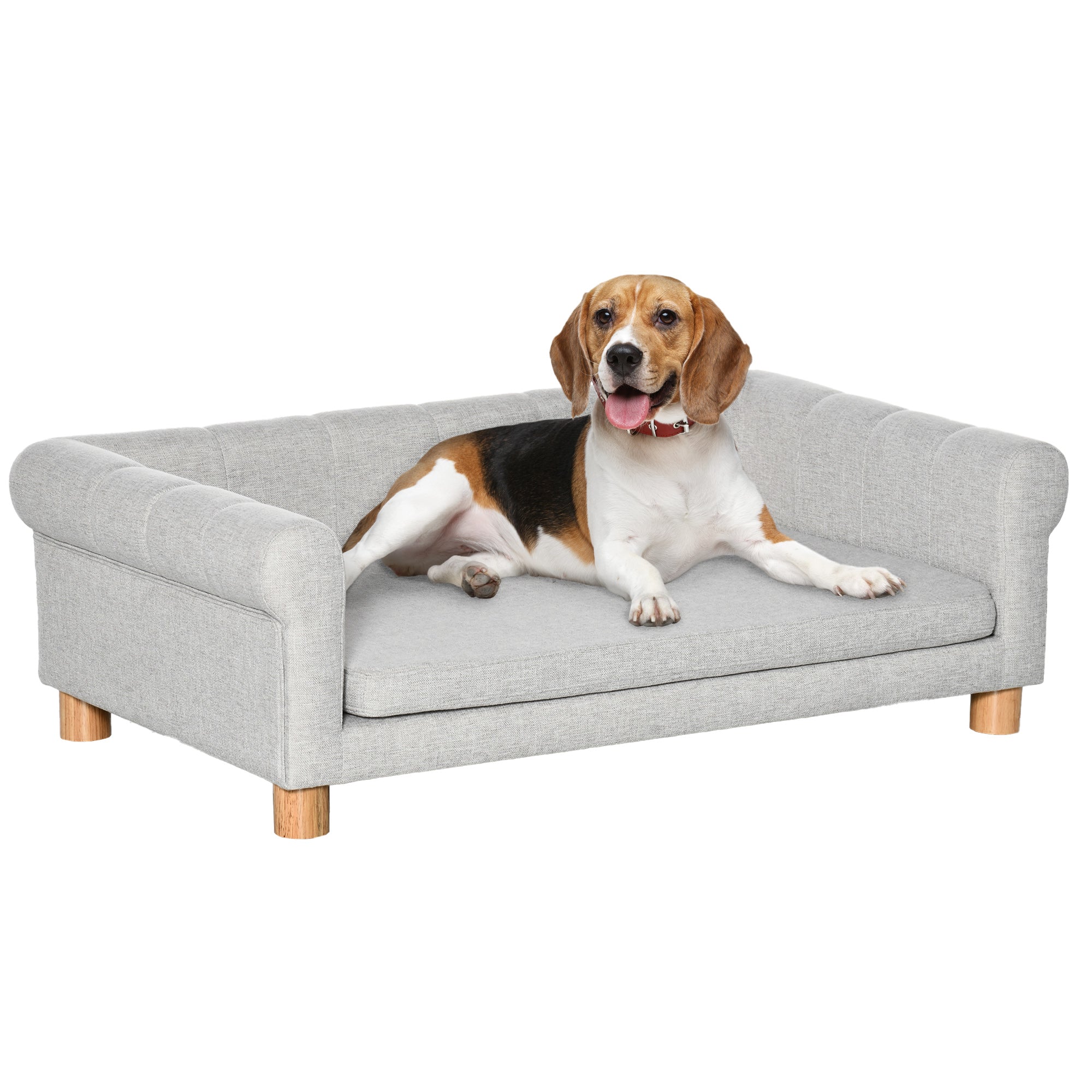 Modern Pet Sofa Cat or Medium Large Dog Bed W/ Removable Seat Cushion, Light Grey Dog Sofas Light Grey at Gallery Canada