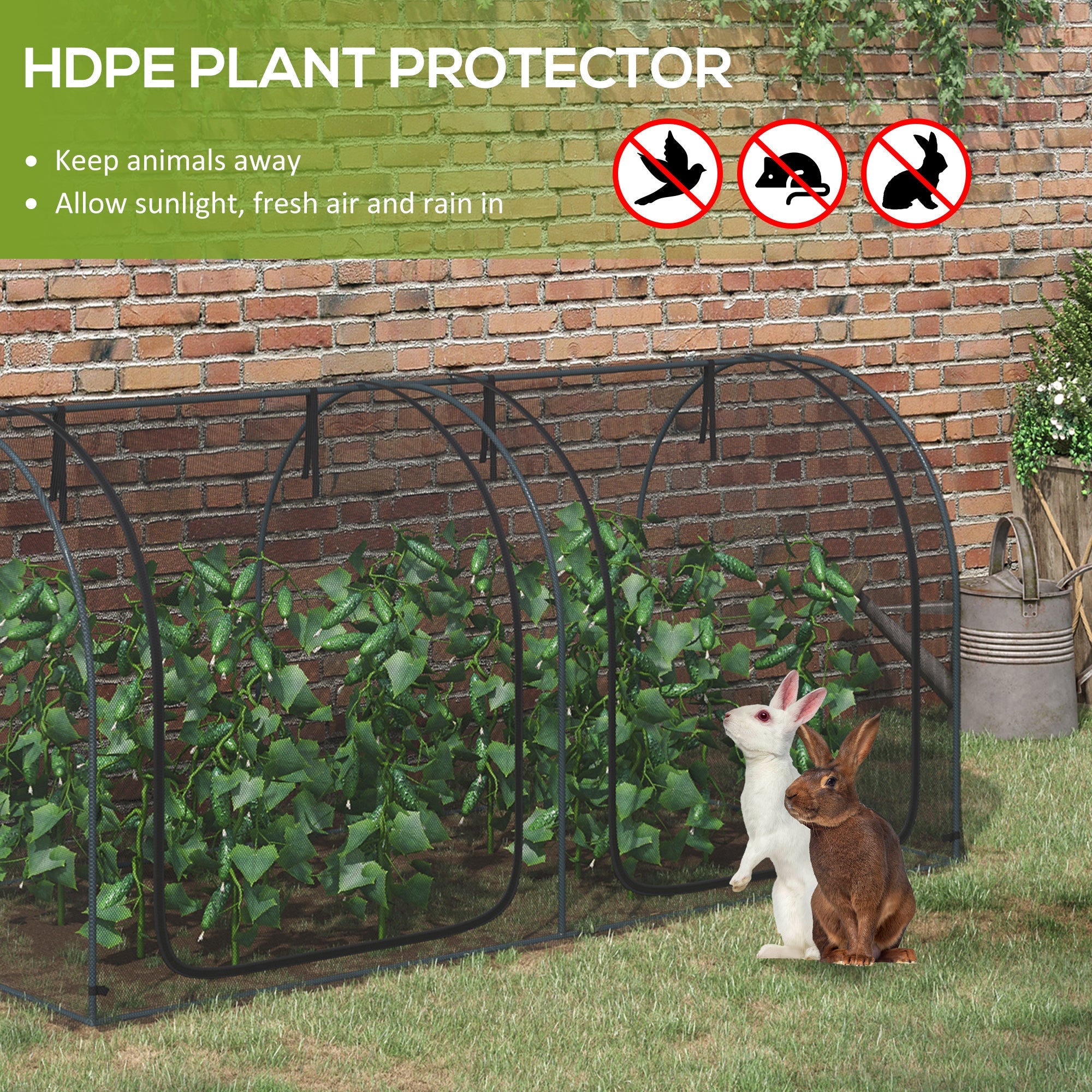 8' x 4' Crop Cage, Garden Plant Protector, with 3 Zippered Doors and 6 Ground Stakes, for Garden, Yard, Lawn, Black Walk In Greenhouses   at Gallery Canada