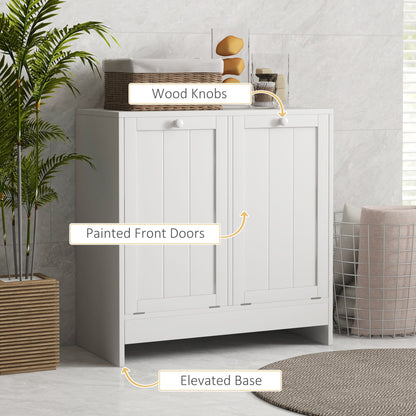 Tilt-Out Laundry Storage Cabinet, Modern Laundry Hamper with 2 Compartments for Bathroom Washroom, White Bathroom Cabinets   at Gallery Canada