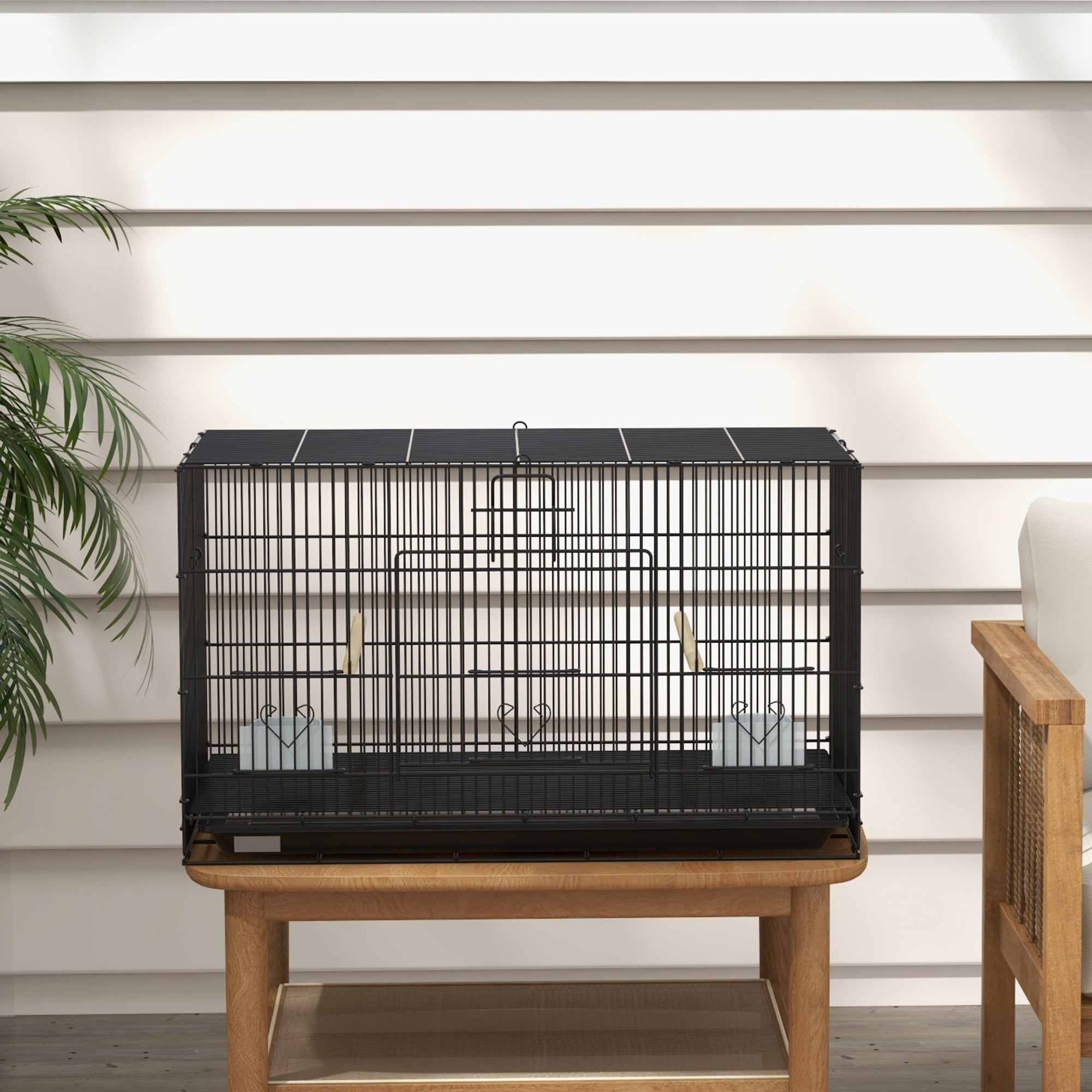 Birdcage for Canaries, Lovebirds Finches, Budgie Cage with Removable Tray, Bottom Mesh Panel, Wooden Perches, Swing, Ramp, Food Containers, 30