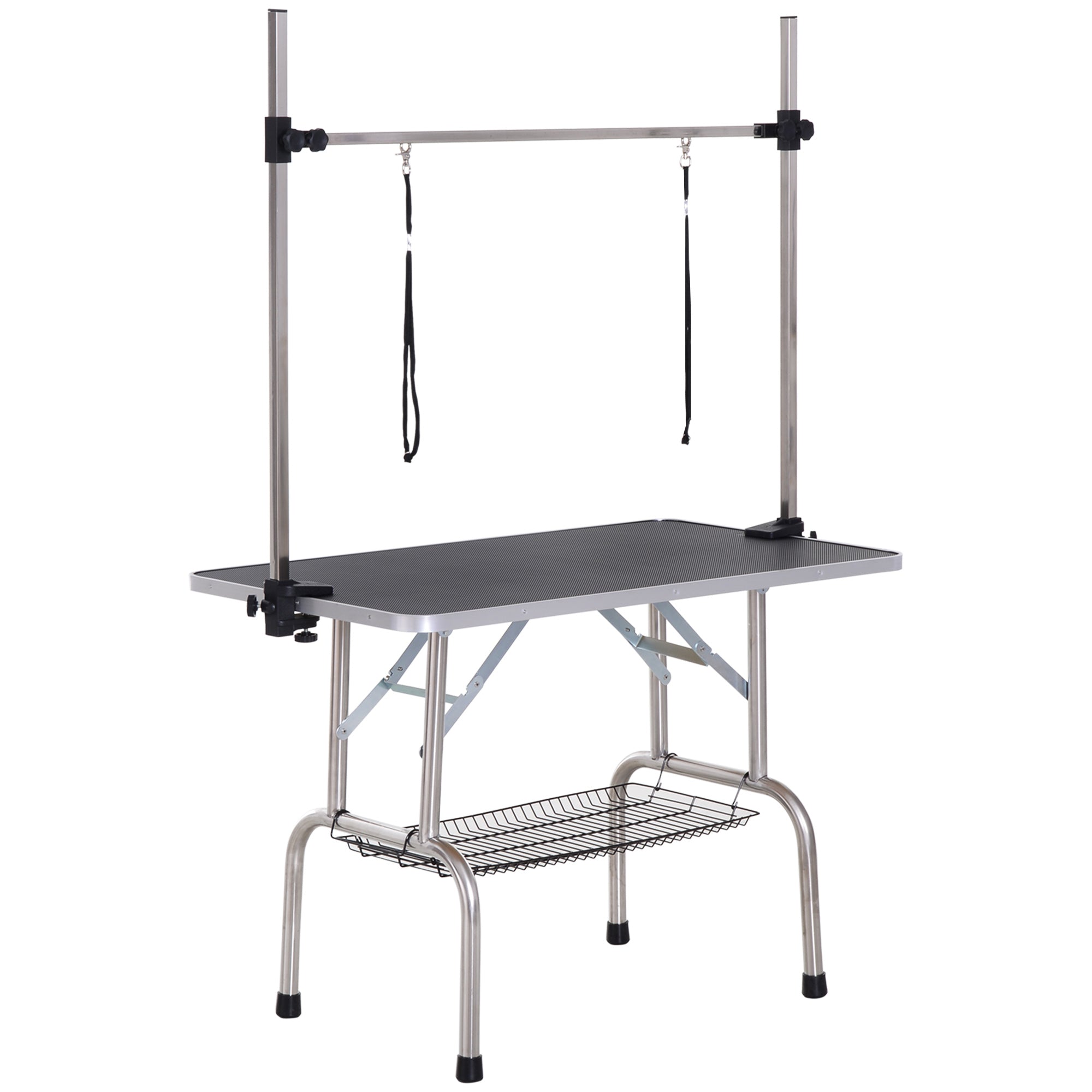 Metal Adjustable Dog Grooming Table Rubber Top 2 Safety Slings Mesh Black Dog Grooming Tables Black  at Gallery Canada