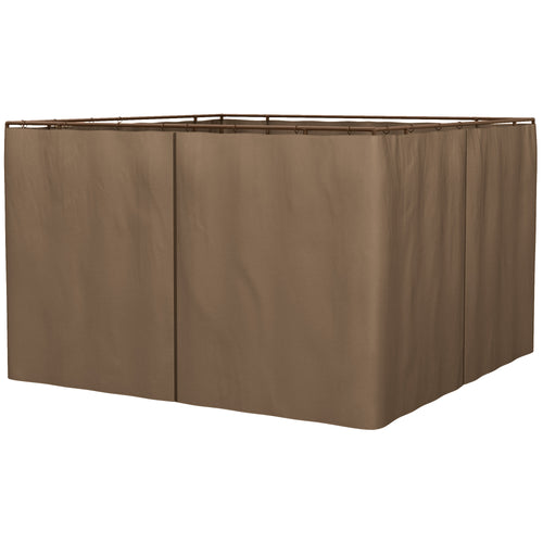10' x 10' Universal Gazebo Sidewall Set with 4 Panels, Hooks/C-Rings Included for Pergolas &; Cabanas, Brown