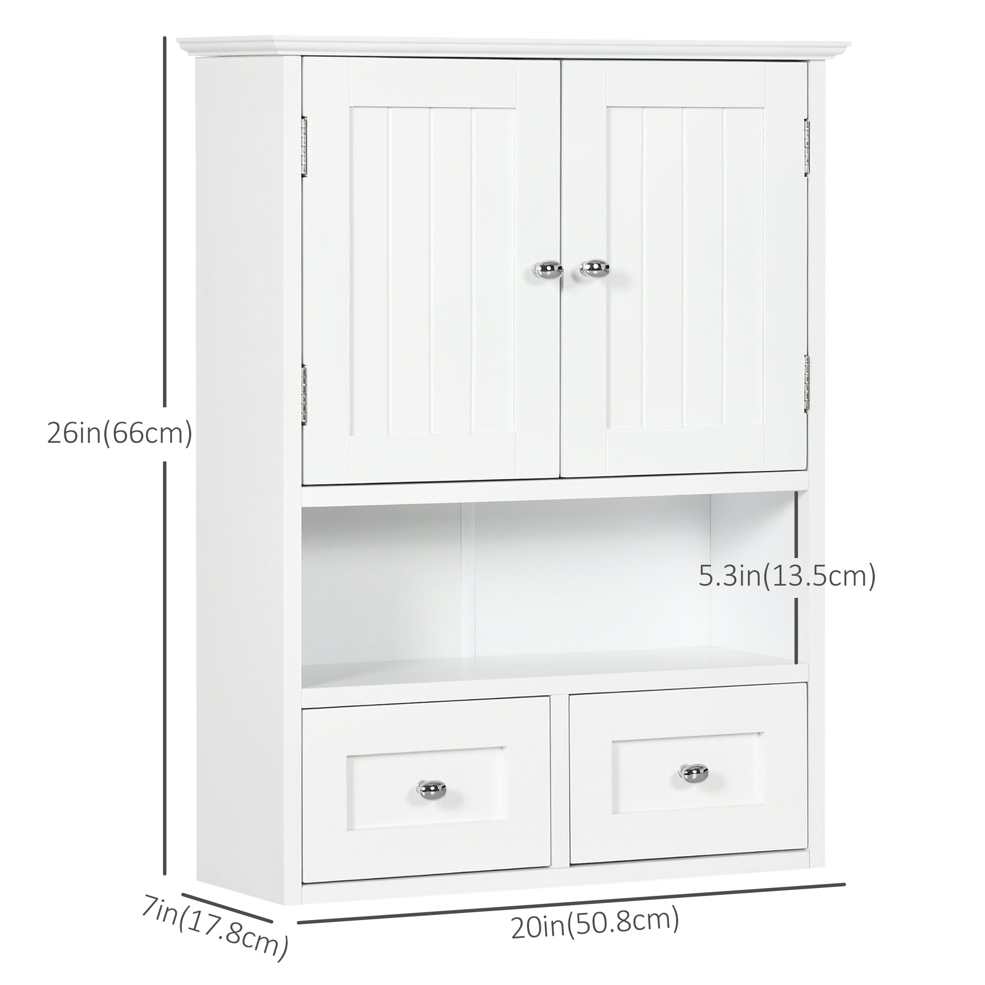 Bathroom Wall Cabinet, Medicine Cabinet, Over Toilet Storage Cabinet with Shelf and Drawers for Hallway, Living Room, White Wall Mounted Cabinets   at Gallery Canada