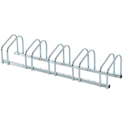 5-Bike Bicycle Floor Parking Rack Cycling Storage Stand Ground Mount Garage Organizer for Indoor and Outdoor Use Silver Bike Parking Stands Silver  at Gallery Canada