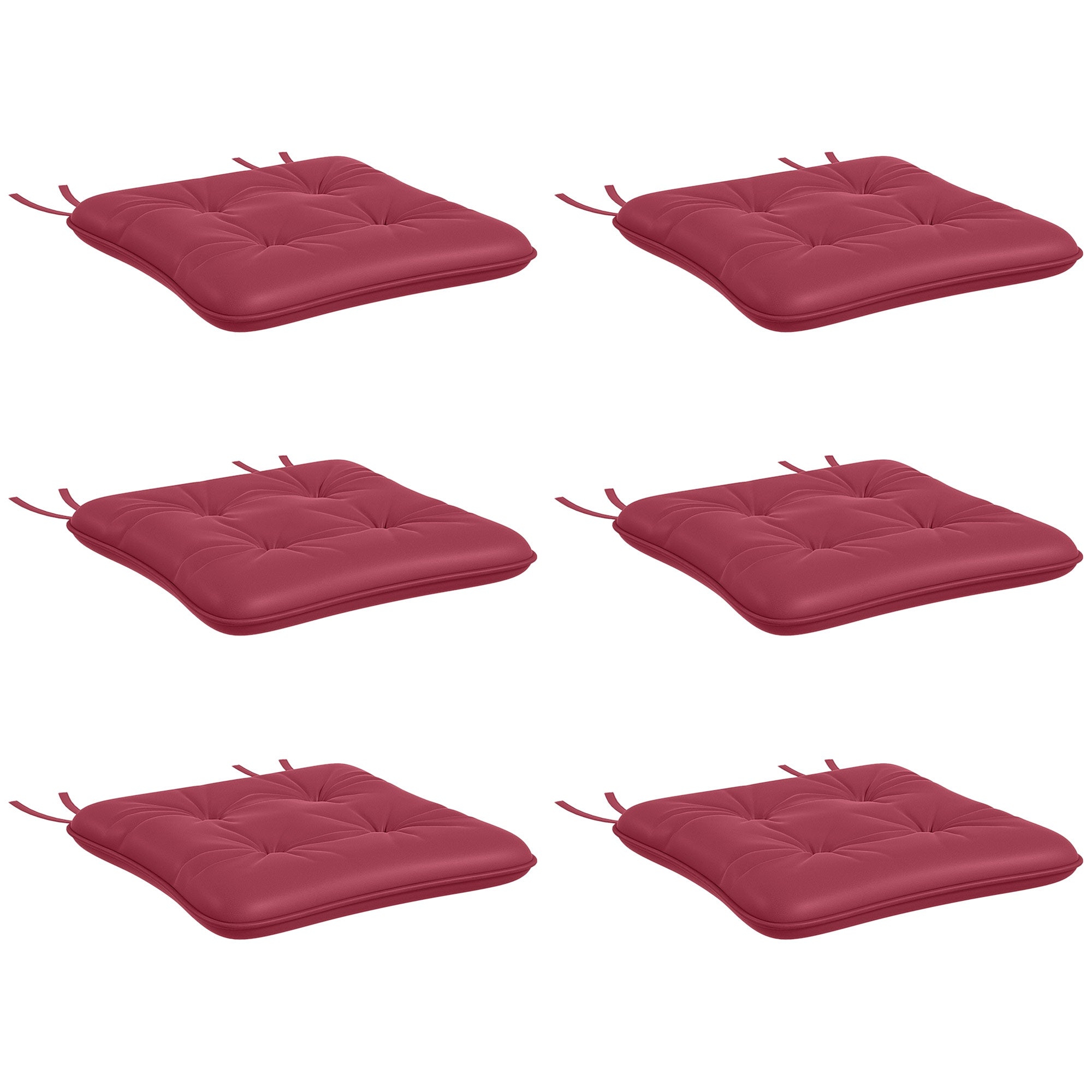 6-Piece Seat Cushion Replacement, Outdoor Patio Chair Cushions Set with Ties, Button Tufted, Wine Red Patio Chair Cushions Wine Red at Gallery Canada
