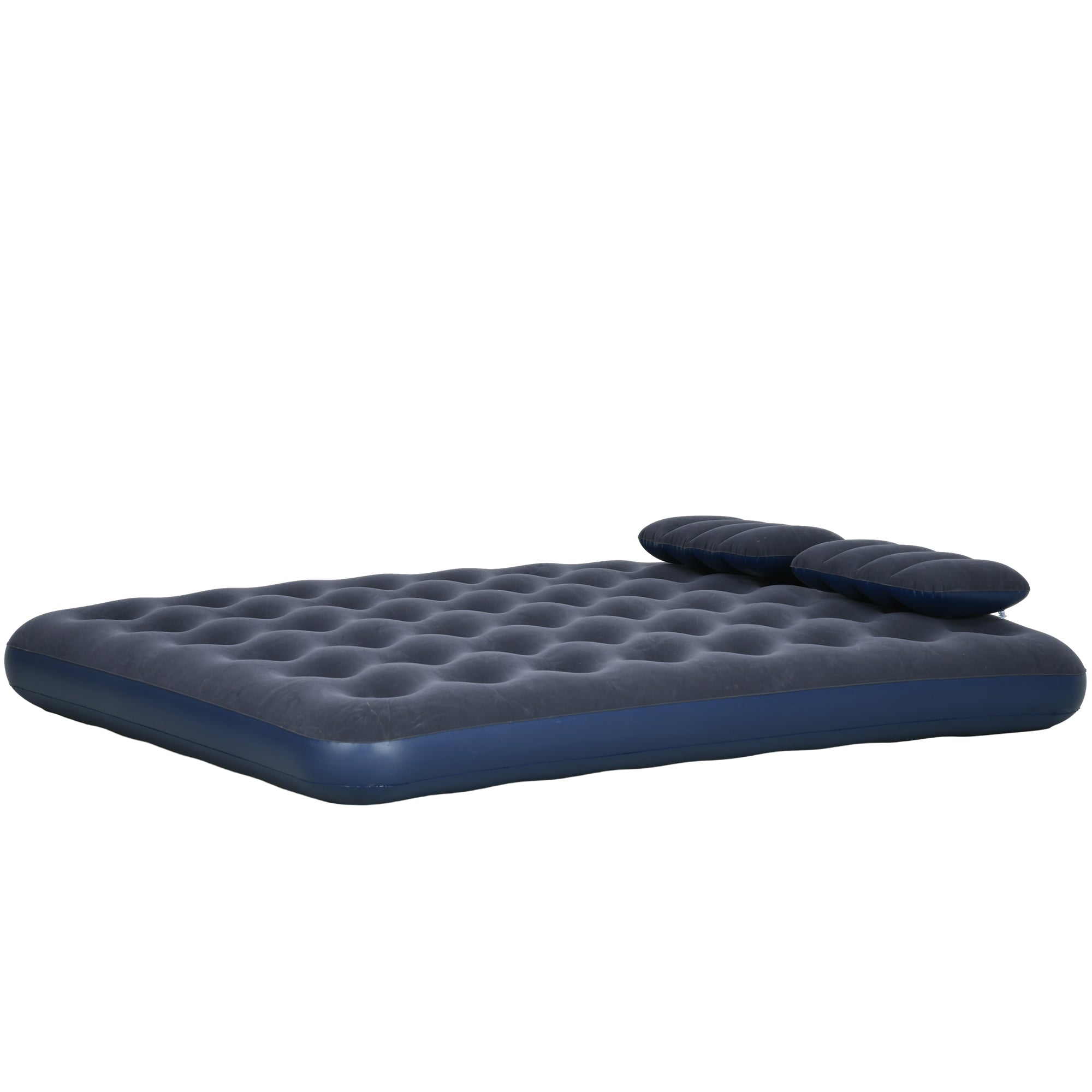 Twin Air Mattress, Inflatable Double Air Bed with 2 Pillows, Hand Pump, Flocked Surface for Guest, Camping, Travel, Blue Camping Cots Blue at Gallery Canada