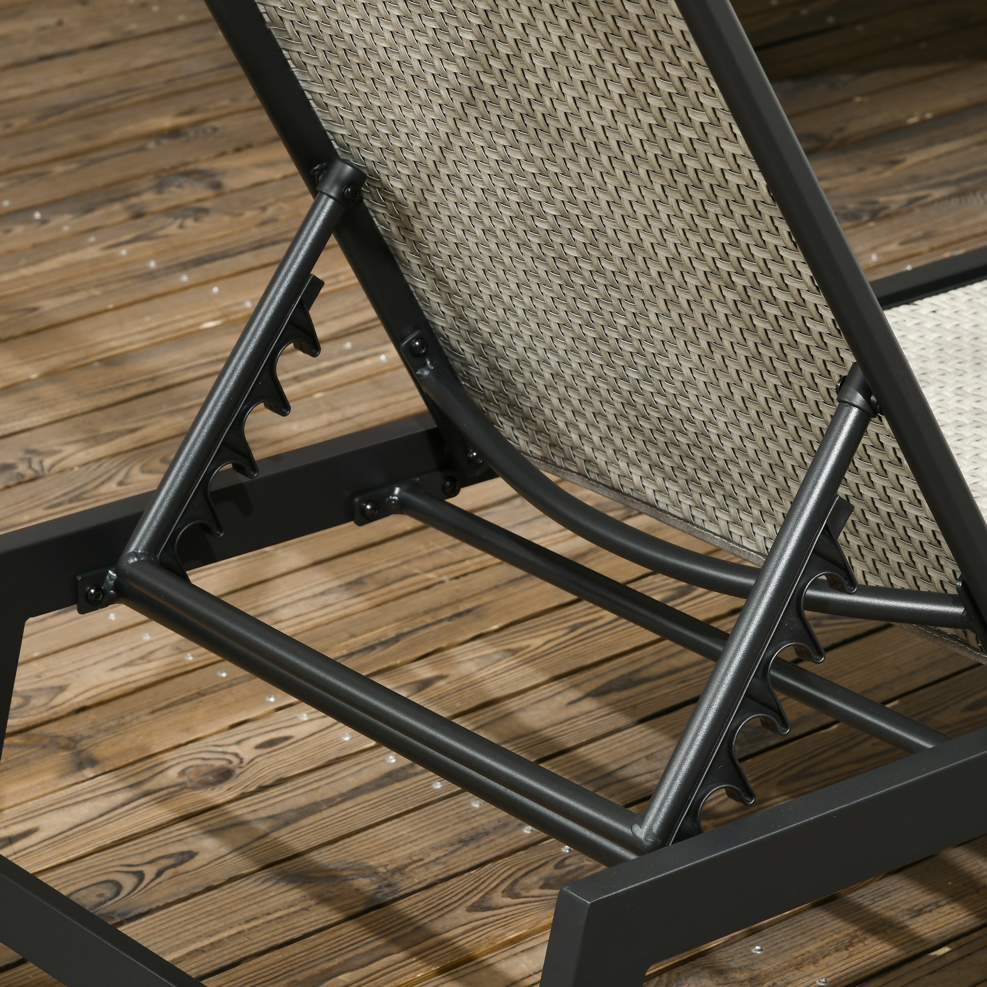 Outdoor Rattan Wicker Patio Lounger Chair Sun Lounger w/ 5-Position Backrest and Wheels for Garden, Poolside, Grey Chaise Loungers   at Gallery Canada