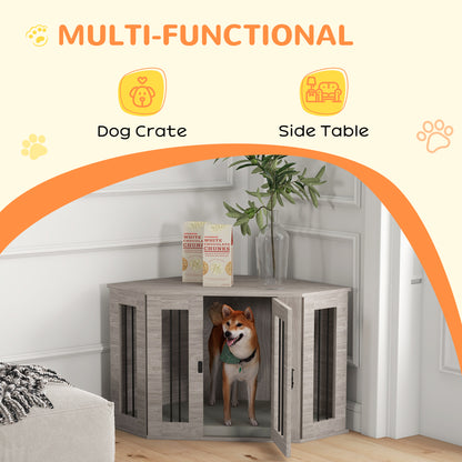 Dog Crate Furniture with Cushion, 41 Inch Conner Design Dog Crate End Table for Medium Dogs, Walnut Brown Houses, Kennels & Pens   at Gallery Canada