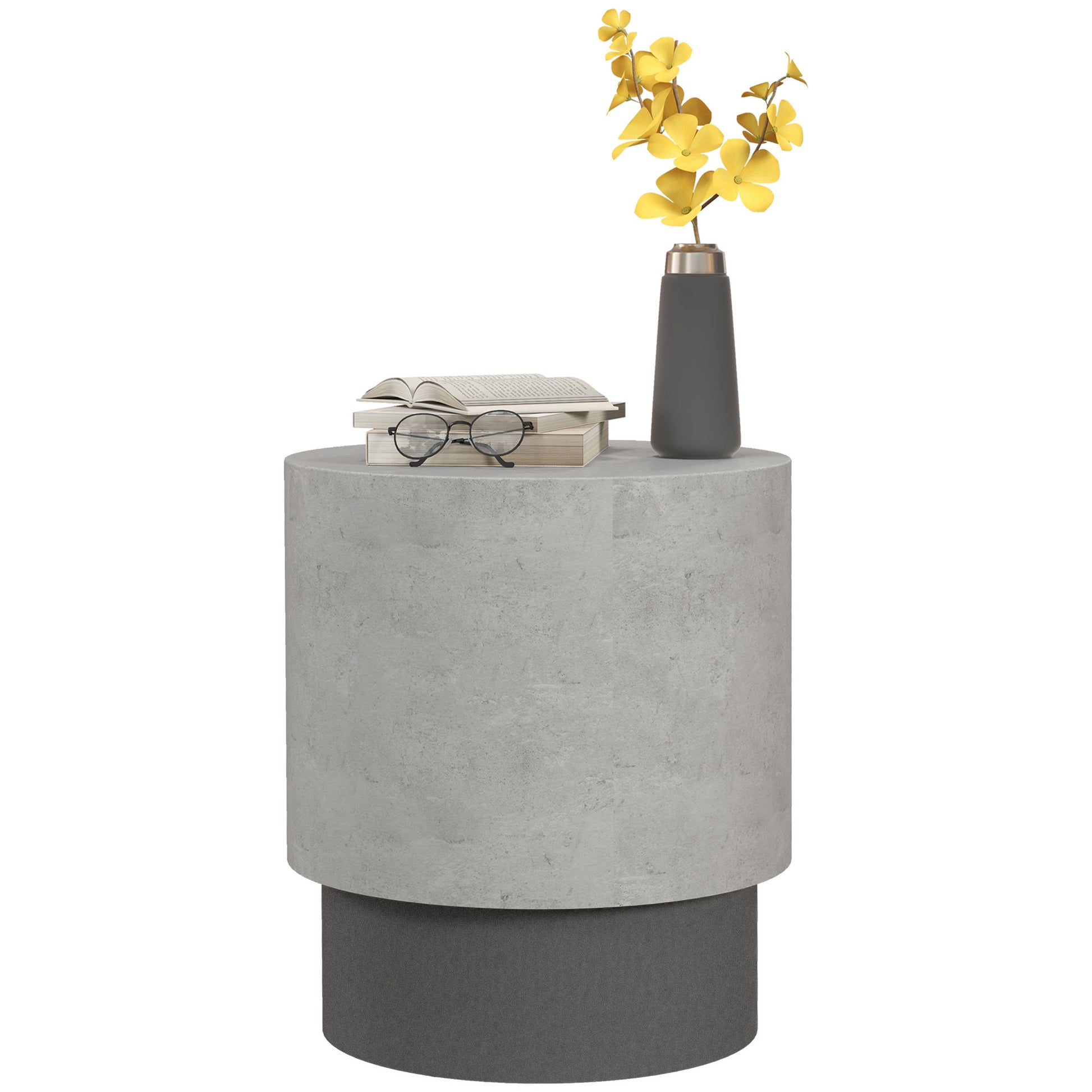 Lightweight Accent Table with Concrete Finish, Round Side Table with 4 Adjustable Feet for Indoor, Outdoor Side Tables   at Gallery Canada