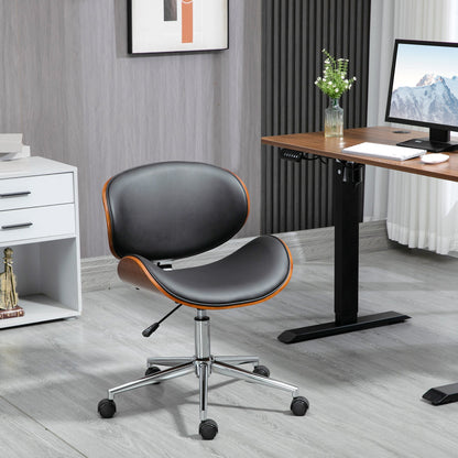 Home Office Chair, Faux Leather and Bentwood Computer Desk Chair with 360 Degree Swivel Wheels, Adjustable Height and Curved Seat, Black Task Chairs   at Gallery Canada