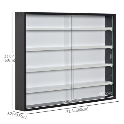 5-Storey Wall Shelf Display Cabinet, Shot Glass Display Case, Glass Curio Cabinet with 2 Glass Doors and 4 Adjustable Shelves, Black and White Display Bookshelves   at Gallery Canada