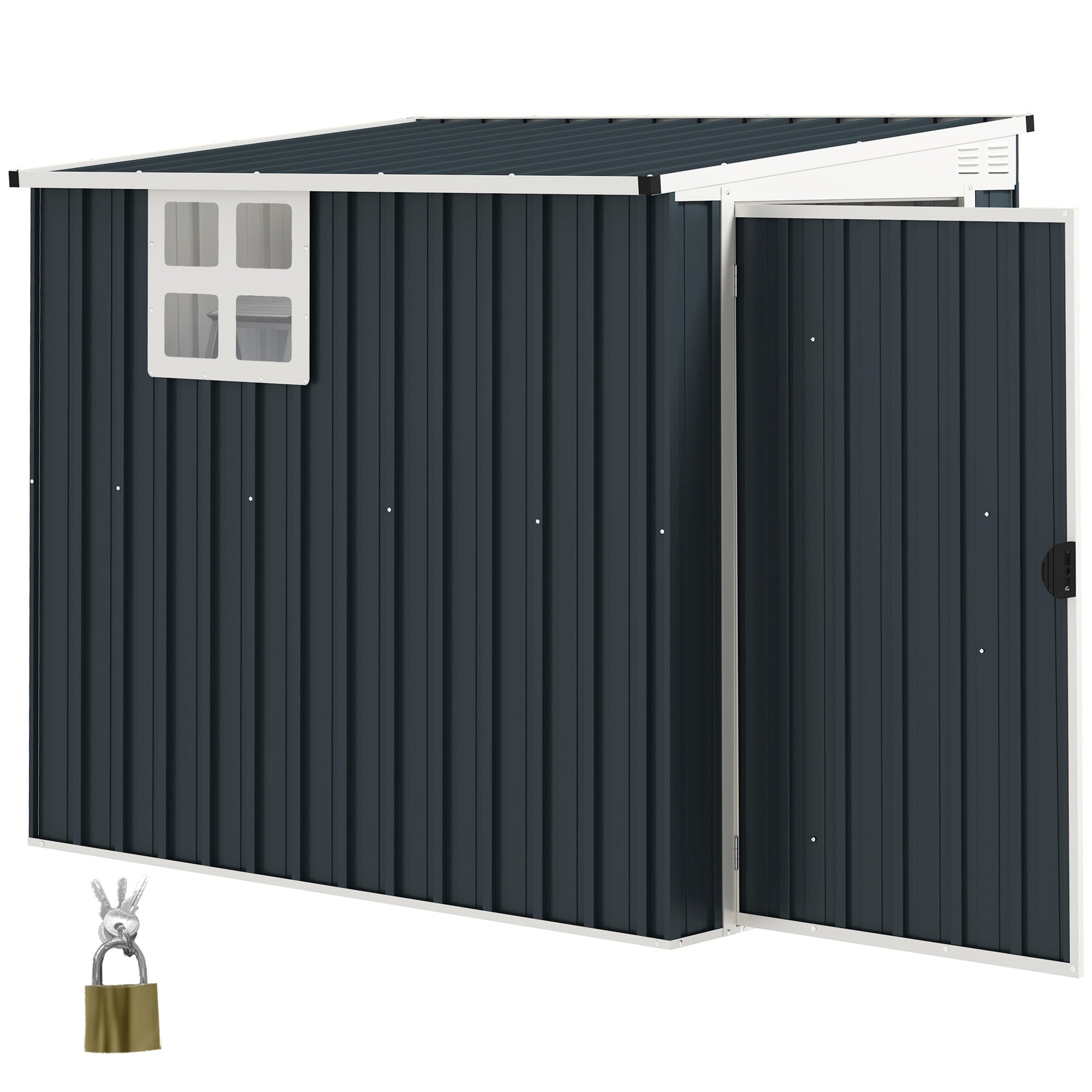 4' x 6' Outdoor Storage Shed, Metal Garden Shed with Window, 2 Vents and Lockable Door for Backyard, Garden, Patio Sheds at Gallery Canada