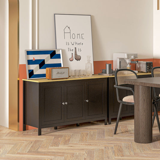 Sideboard, Buffet Cabinet with Doors and Adjustable Shelves for Living Room, Entryway, Black and Natural Kitchen Pantry Cabinets   at Gallery Canada