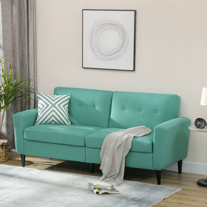 3 Seater Sofa, Upholstered Couch for Bedroom, Modern Sofa Settee with Padded Cushion, Button Tufting and Wood Legs for Living Room, Green 3-Seater Sofas   at Gallery Canada