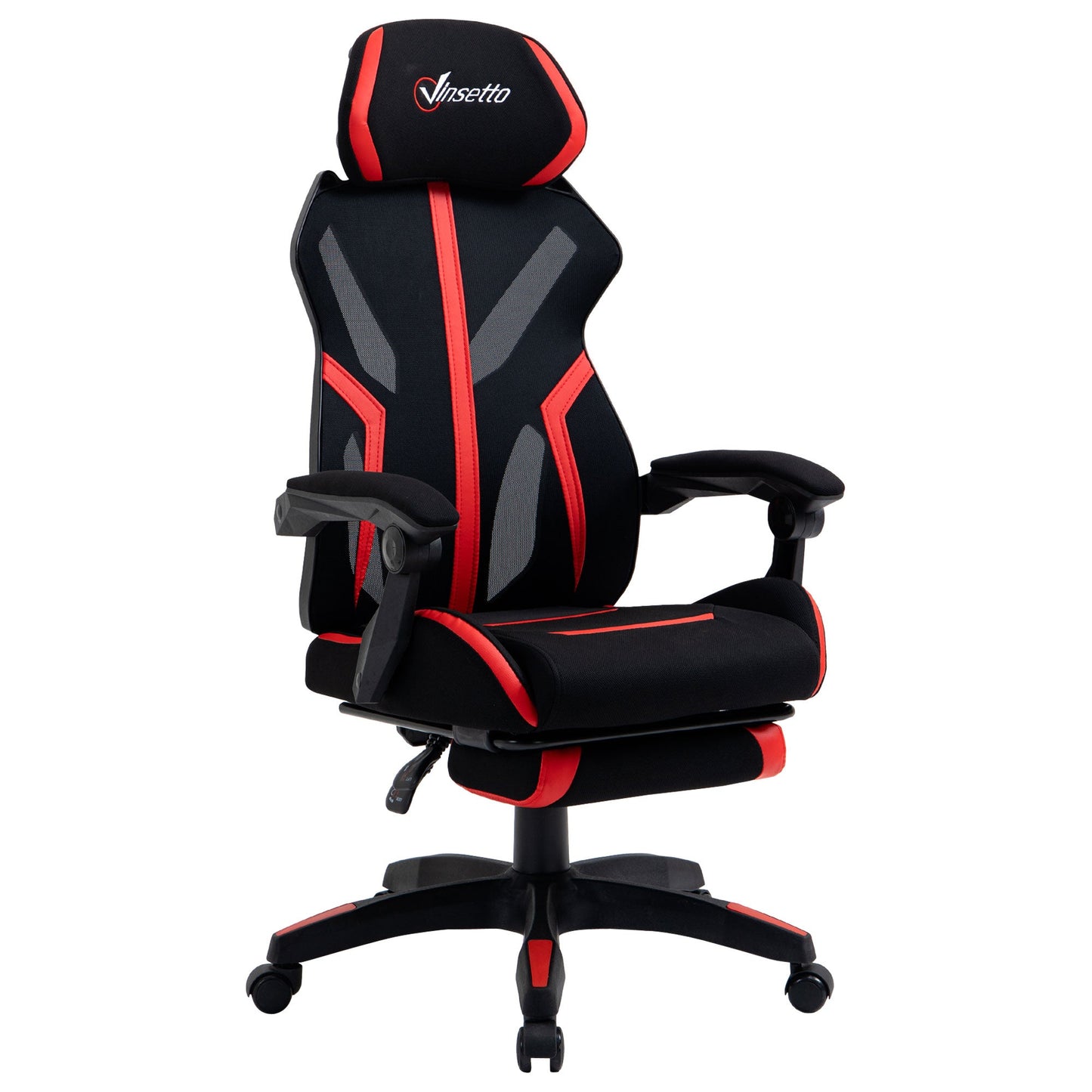 Racing Gaming Chair, Mesh Office Chair, High Back Computer Chair with Footrest, Lumbar Back Support, Swivel Wheels, Adjustable Height, Black Red Video Game Chairs Multi Colour  at Gallery Canada