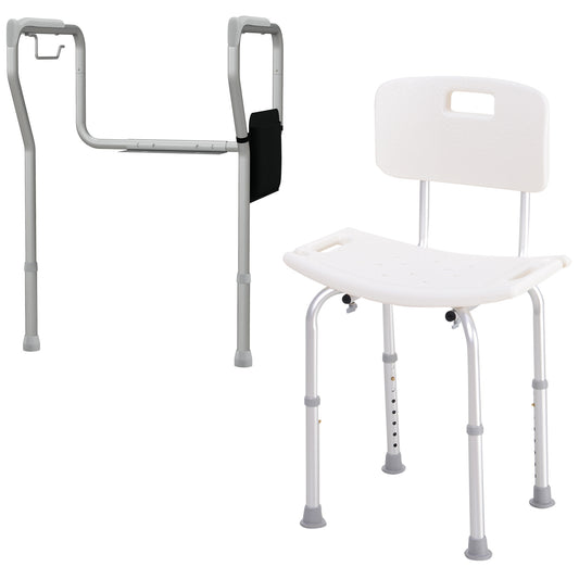 Height Adjustable Shower Chair & Toilet Safety Rail Set for Seniors, Multi Colour Bath Accessories   at Gallery Canada