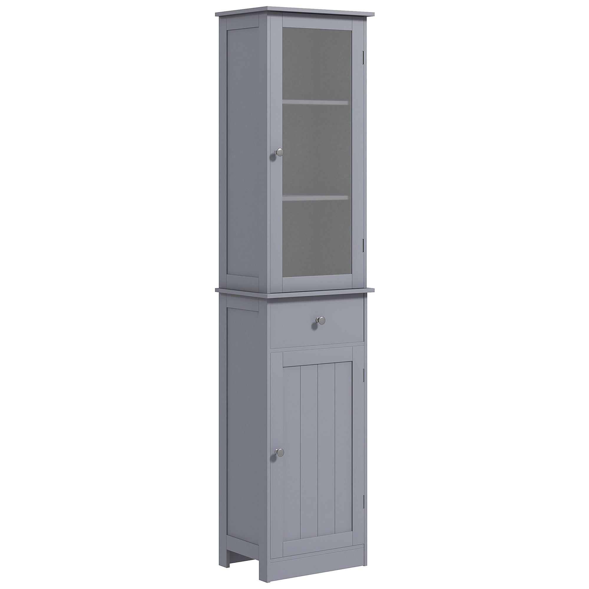 Tall Bathroom Cabinet, Bathroom Storage Cabinet with Drawers, 2 Doors and Adjustable Shelves, Grey Bathroom Cabinets Grey at Gallery Canada