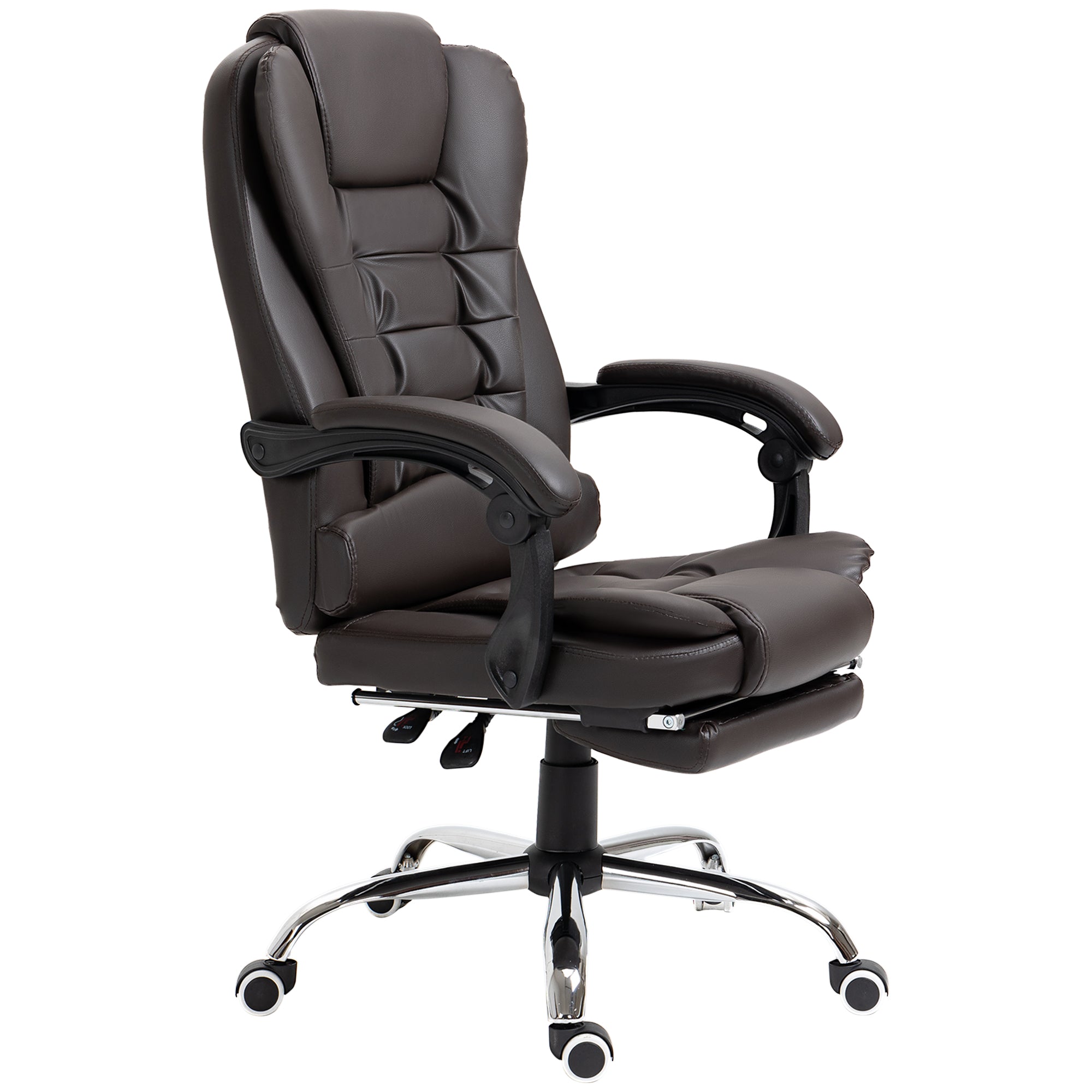 High Back Office Chair PU Leather Executive Office Chair with Retractable Footrest Padded Armrest Coffee Executive & Manager Chairs at Gallery Canada