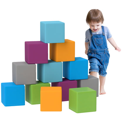 12 Piece Soft Play Blocks Soft Foam Toy Building And Stacking Blocks - Multicolours Baby Gym & Playmats   at Gallery Canada