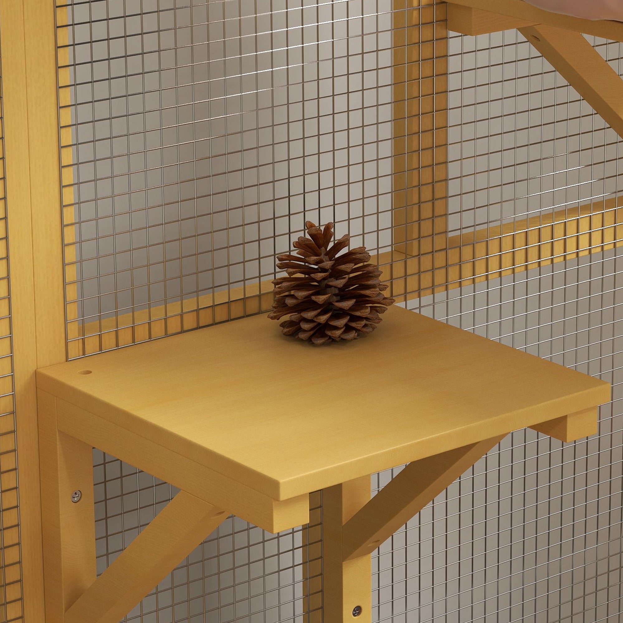 Cat Condo Wooden Indoor Cat House on Wheels with Cat Flap Door Platforms Hammock Openable Top for 2 Cats, Yellow Outdoor Cat Enclosures at Gallery Canada