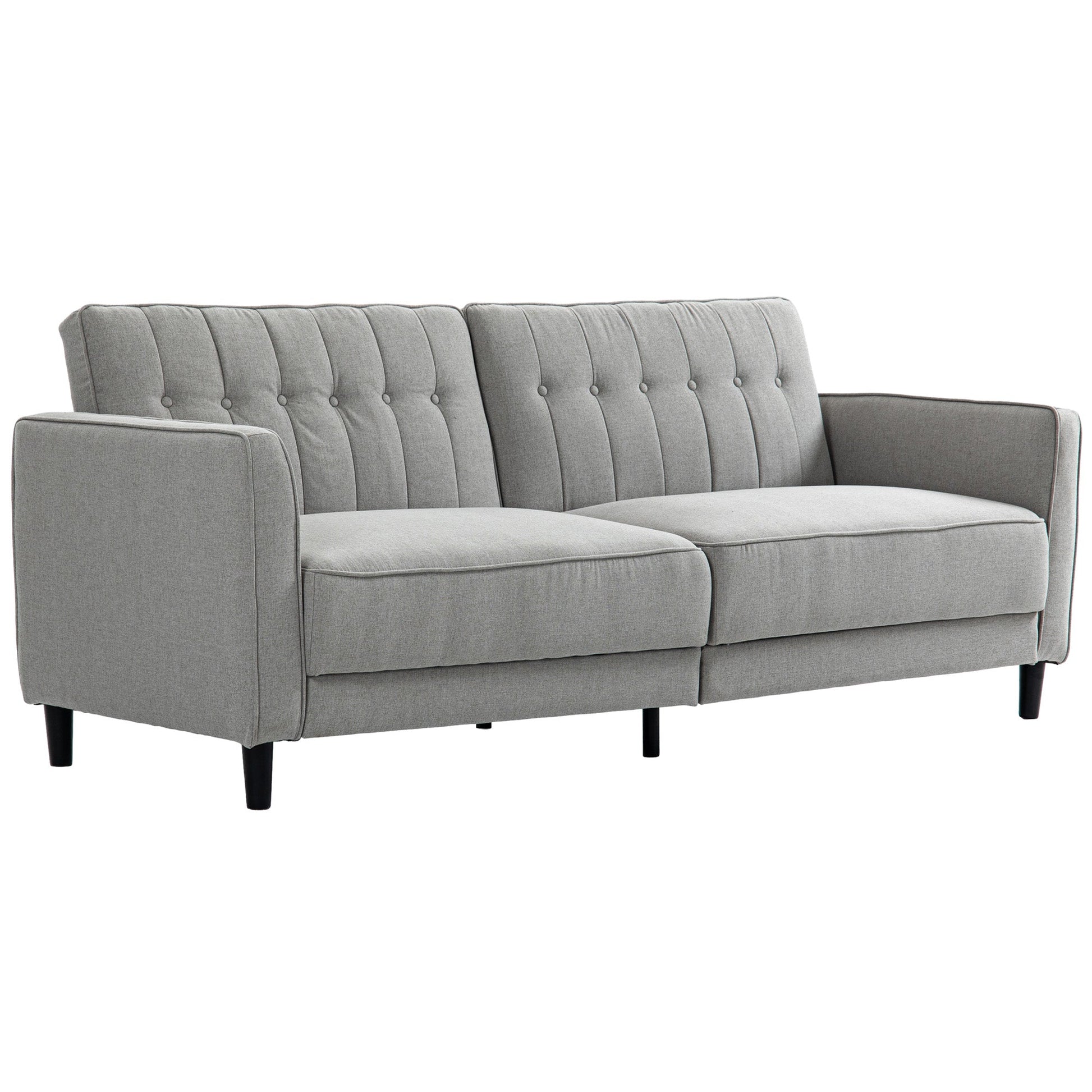 Pull Out Sofa Bed, Button Tufted Fabric Convertible Bed Couch with Adjustable Back, for Living Room, Grey 2-Seater Sofas Grey  at Gallery Canada