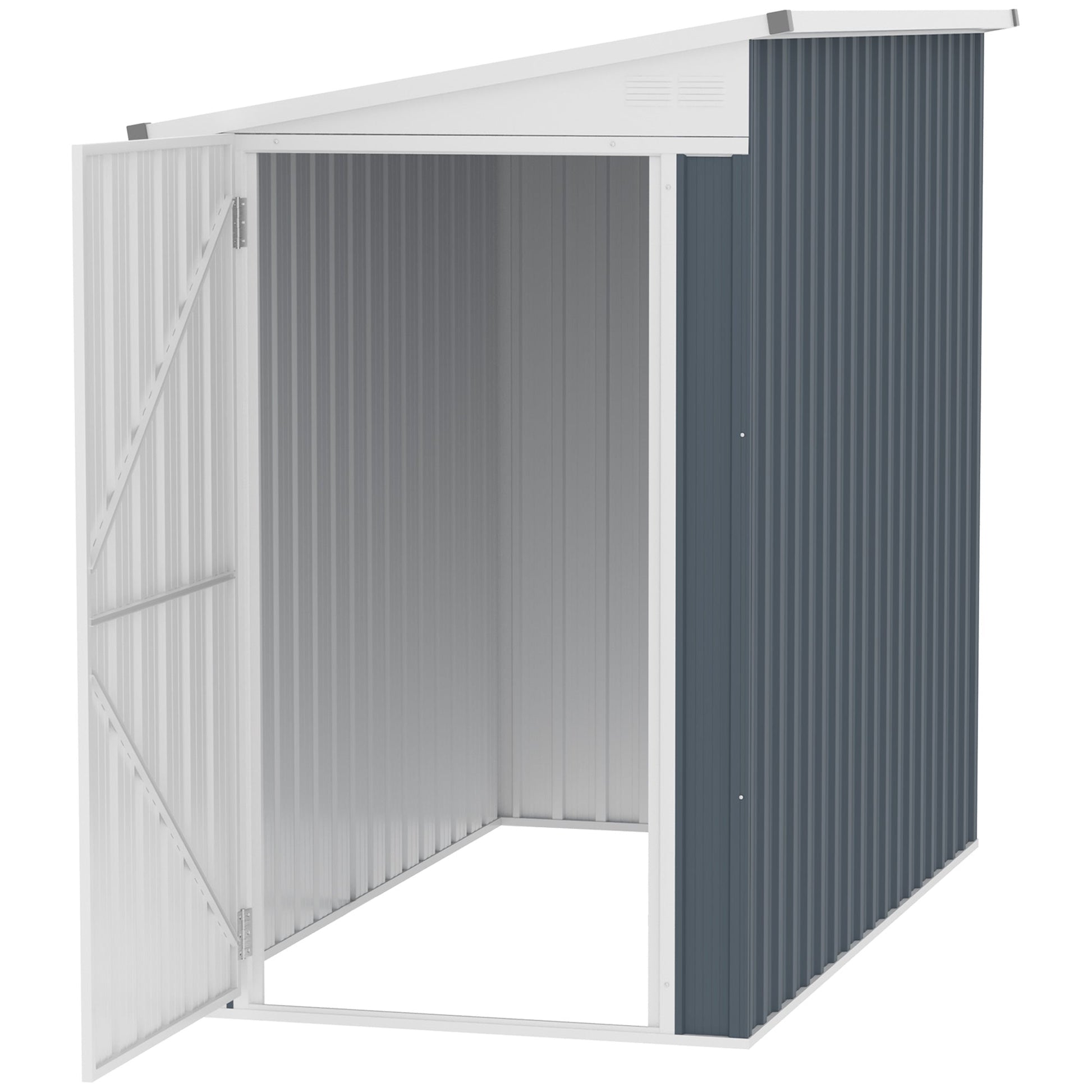 4' x 8' Garden Storage Shed Lean to Shed Outdoor Metal Tool House with Lockable Door and Air Vents for Patio, Lawn Sheds   at Gallery Canada