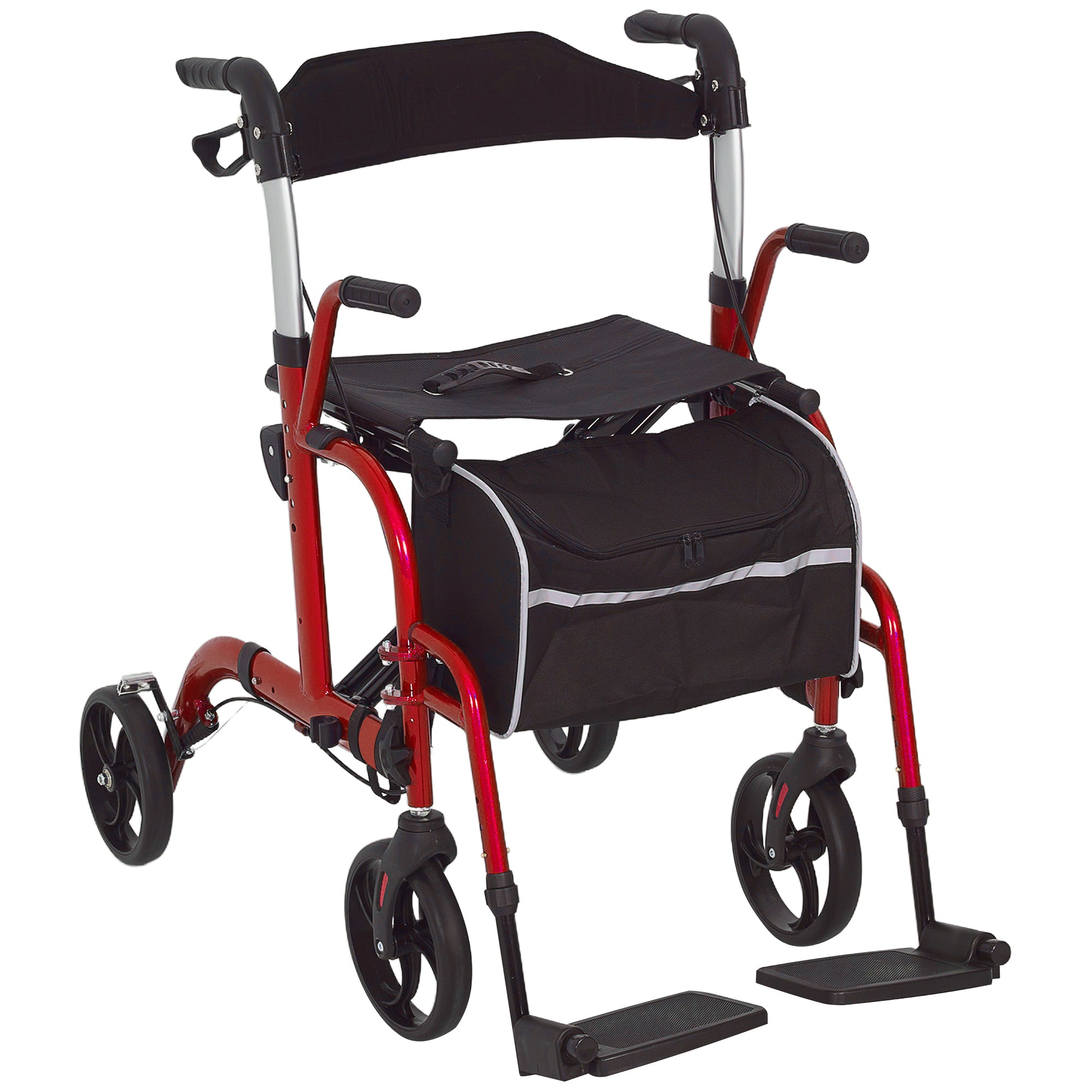 Rollator Walker with Seat, Folding Rolling Walker with 8