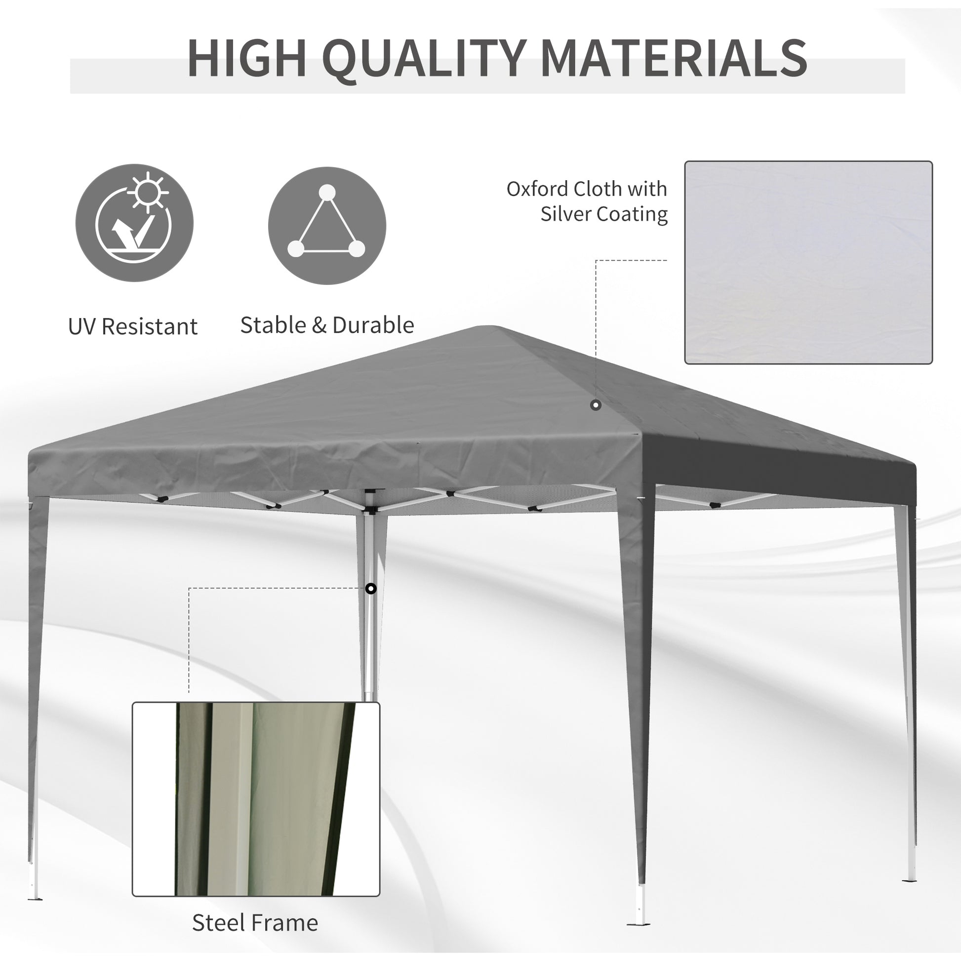 10 x 10ft Folding Pop Up Tent Outdoor Gazebo Canopy with Carrying Bag, Grey Pop Up Canopies at Gallery Canada