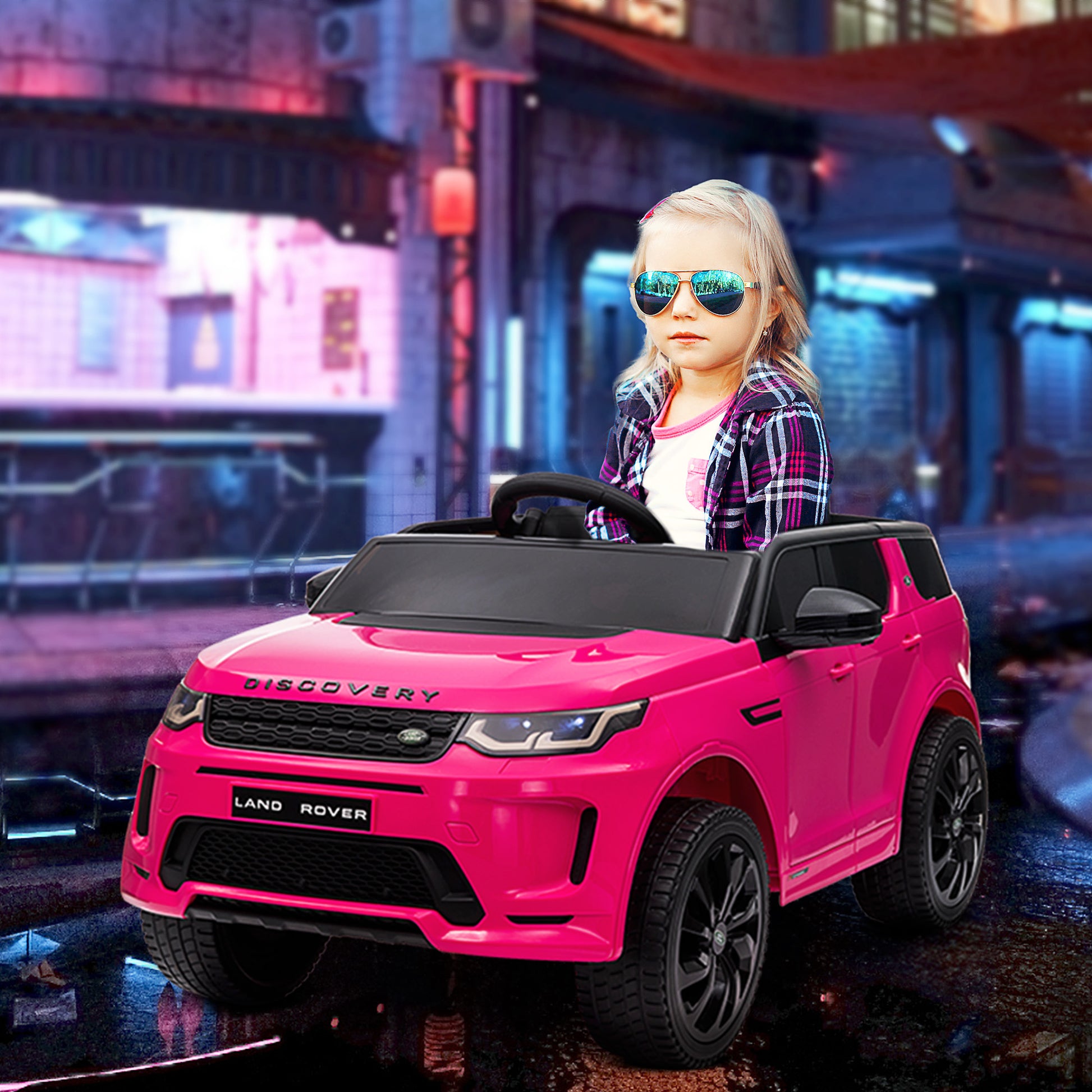 Land Rover Discovery Sport Licensed 12V Ride on Car w/ Remote, Soft Start, LED Lights, Music Horn, Pink Electric Toy Cars Pink  at Gallery Canada