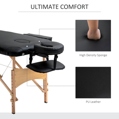 72 Inch Massage Table Bed Spa Facial Couch Table Adjustable Foldable with Free Carry Case Black Portable Massage Tables   at Gallery Canada