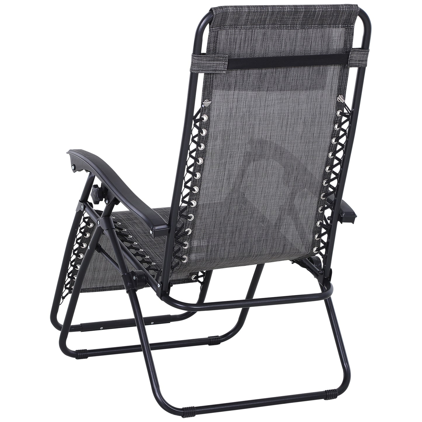 Zero Gravity Lounger Chair Set with Side Table, Patio Chaise Lounge, Cup Holders &; Adjustable Headrest, Dark Grey Lounger Chairs   at Gallery Canada