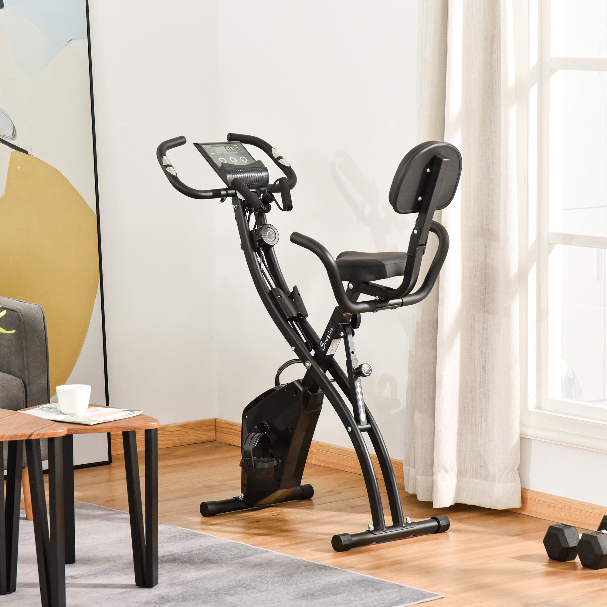 3 in 1 Folding Exercise Bike, Foldable Stationary Bike with 8-Level Magnetic Resistance, Adjustable Seat, Black Exercise & Stationary Bikes at Gallery Canada