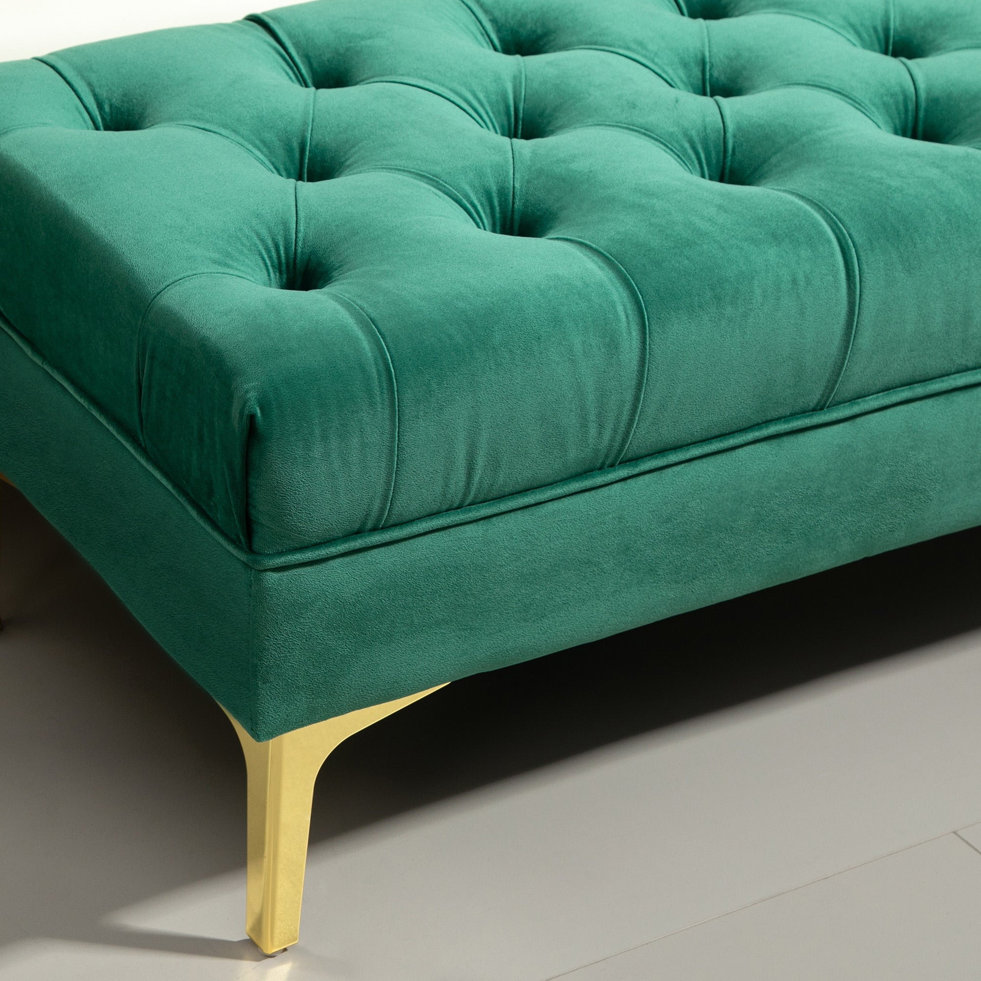 End of Bed Bench, Upholstered Bench, Entryway Shoe Bench with Button Tufted for Living Room, Bedroom, Dark Green Storage Ottomans & Benches at Gallery Canada