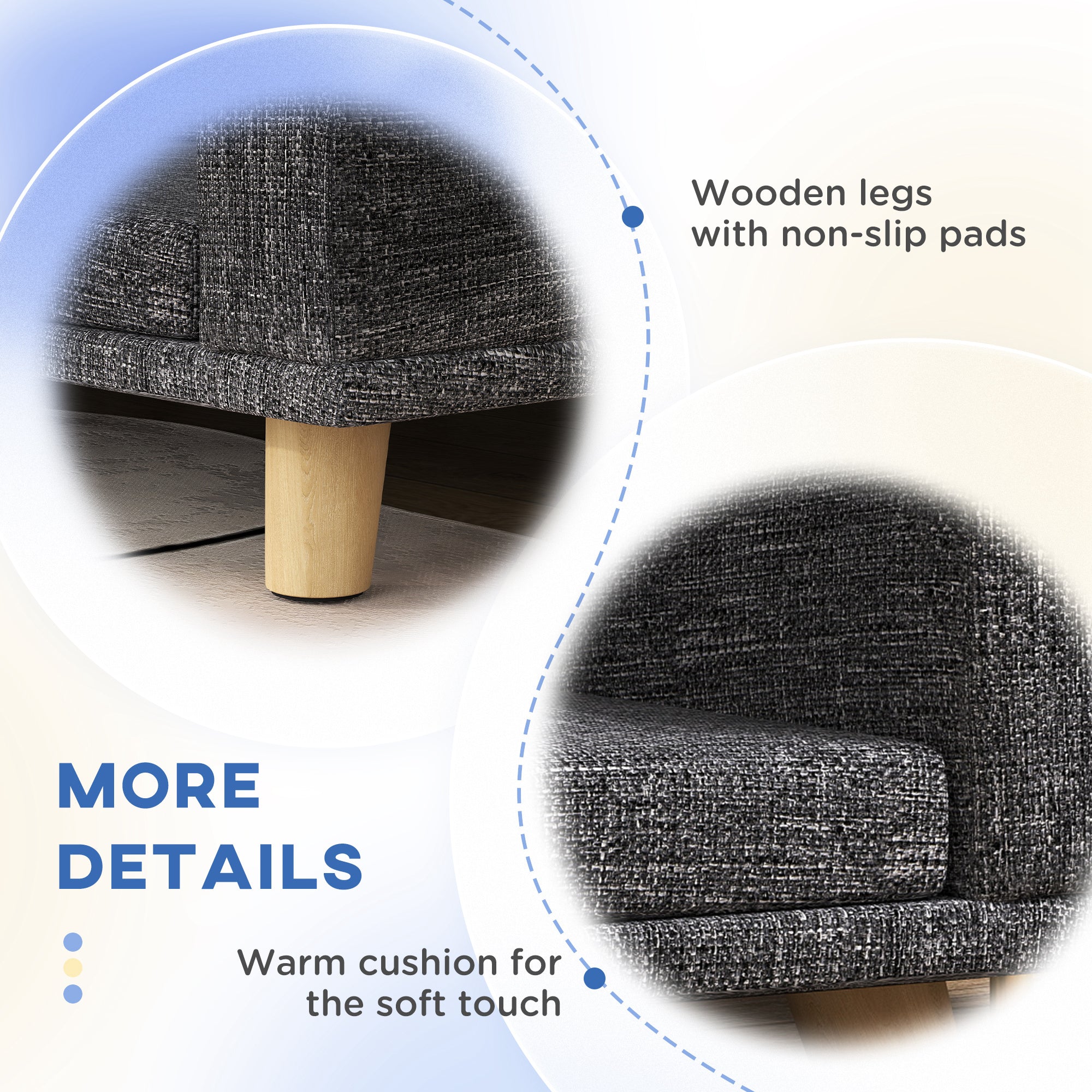 Dog Sofa for Large Dogs with Washable Cover, Anti-slip Foot Pads, Dark Grey Dog Sofas at Gallery Canada