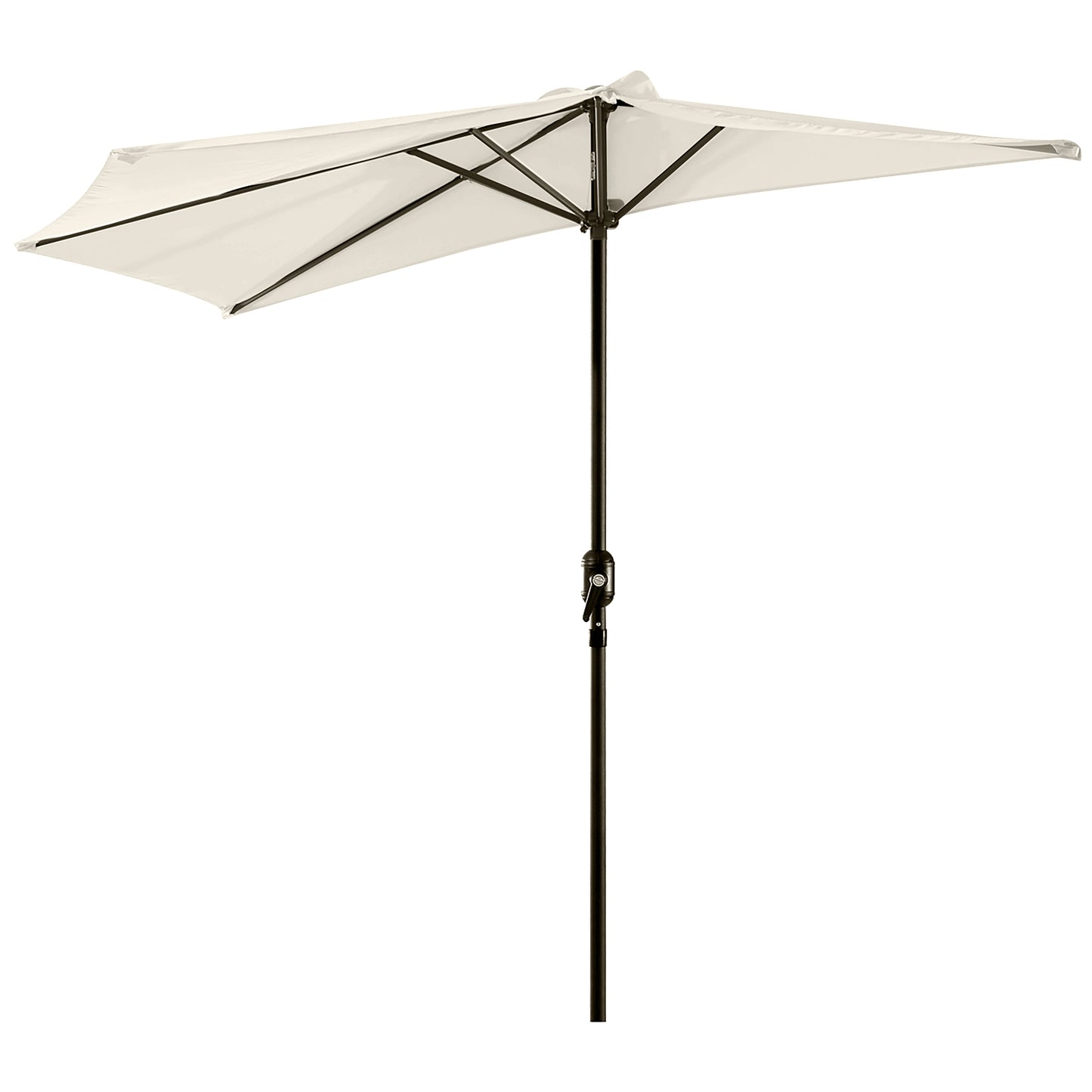 9.8ft Half Umbrella Semi Round Patio Parasol with Crank Handle, Top Vent for Garden, Balcony- NO BASE INCLUDED, Cream Sun Umbrellas Cream  at Gallery Canada