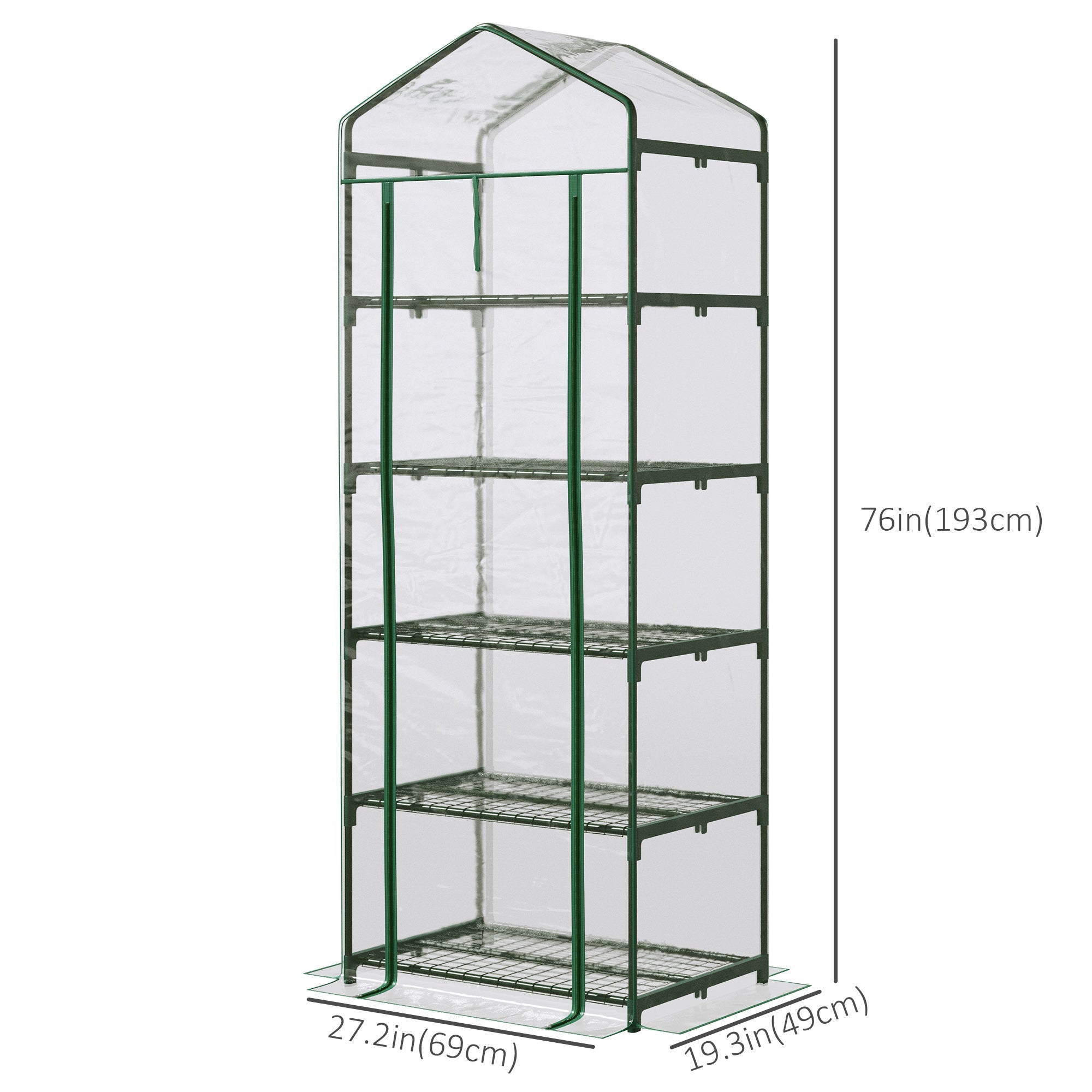 5 Tier Mini Greenhouse, Portable Outdoor Flower Stand with Shelf Clips, Indoor Greenhouse with Steel Frame, Transparent, 27.25