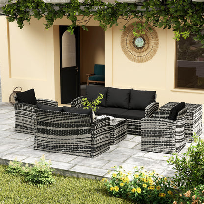 6 Piece Patio Furniture Set, Rattan Wicker Patio Sofa Set Sectional Outdoor Conversation Sofa Set Storage Table &; Cushions, Black Patio Furniture Sets at Gallery Canada