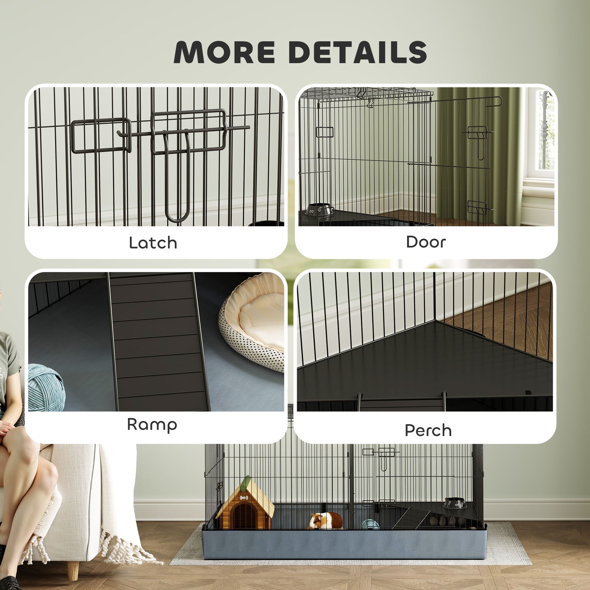 Guinea Pig Cage with Removable Top, 2 Separate Area, Waterproof Bottom Liner, Ramp, Perch, for Rabbits, Hedgehogs Houses & Habitats at Gallery Canada
