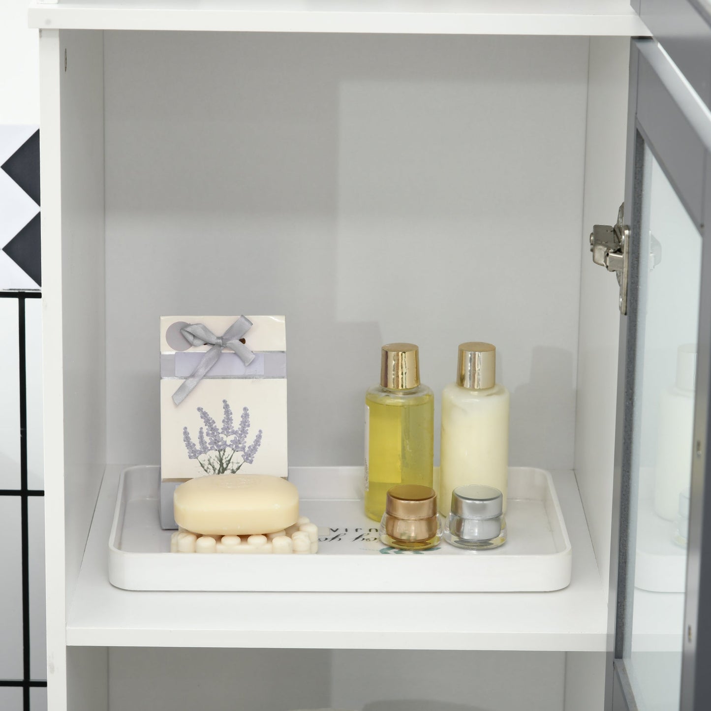 75" Tall Bathroom Storage Cabinet, Narrow Bathroom Cabinets with Matte Glass Doors and 5-tier Shelving, White Bathroom Cabinets   at Gallery Canada