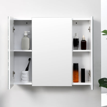 Wall Mounted Mirror Cabinet, Bathroom Medicine Cabinet with Mirror, 3 Doors and Adjustable Shelves, White Mirror Medicine Cabinets   at Gallery Canada