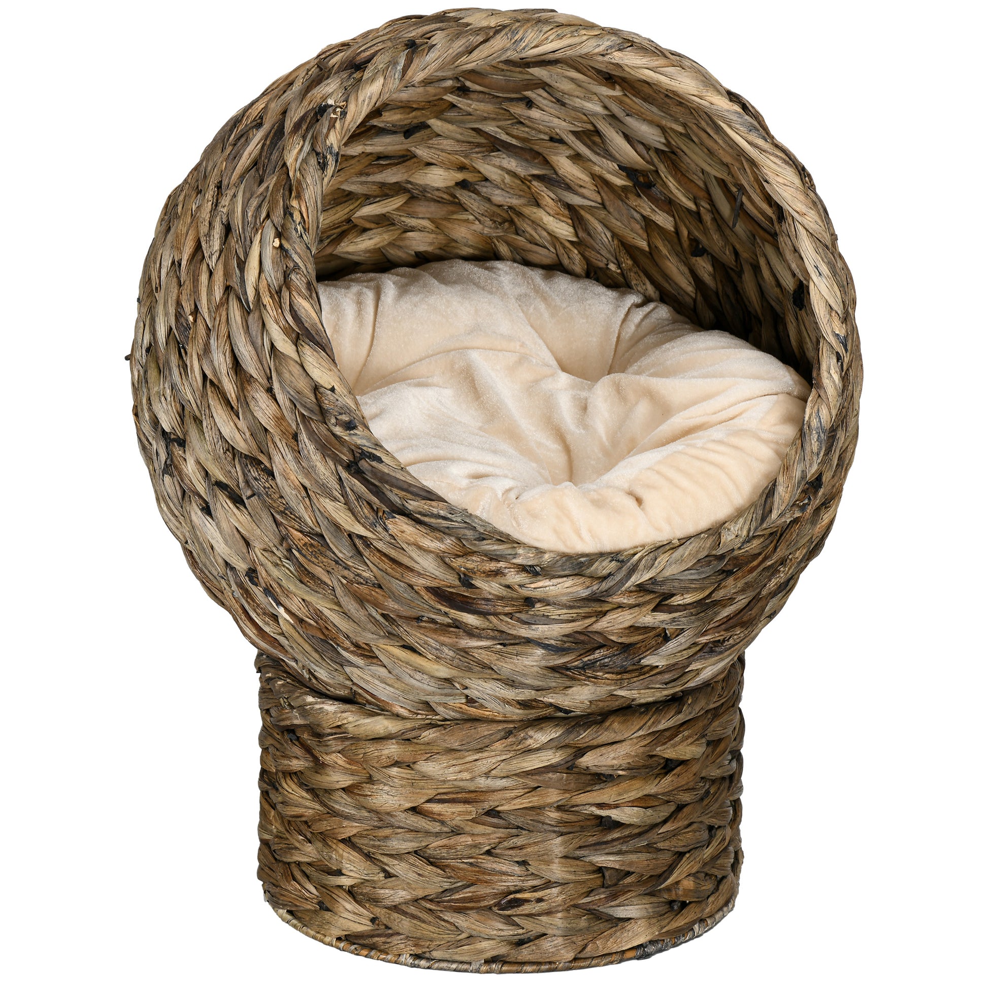 Wicker Cat Bed with Cushion, Stand, for Indoor Cats, Grey Cat Houses   at Gallery Canada