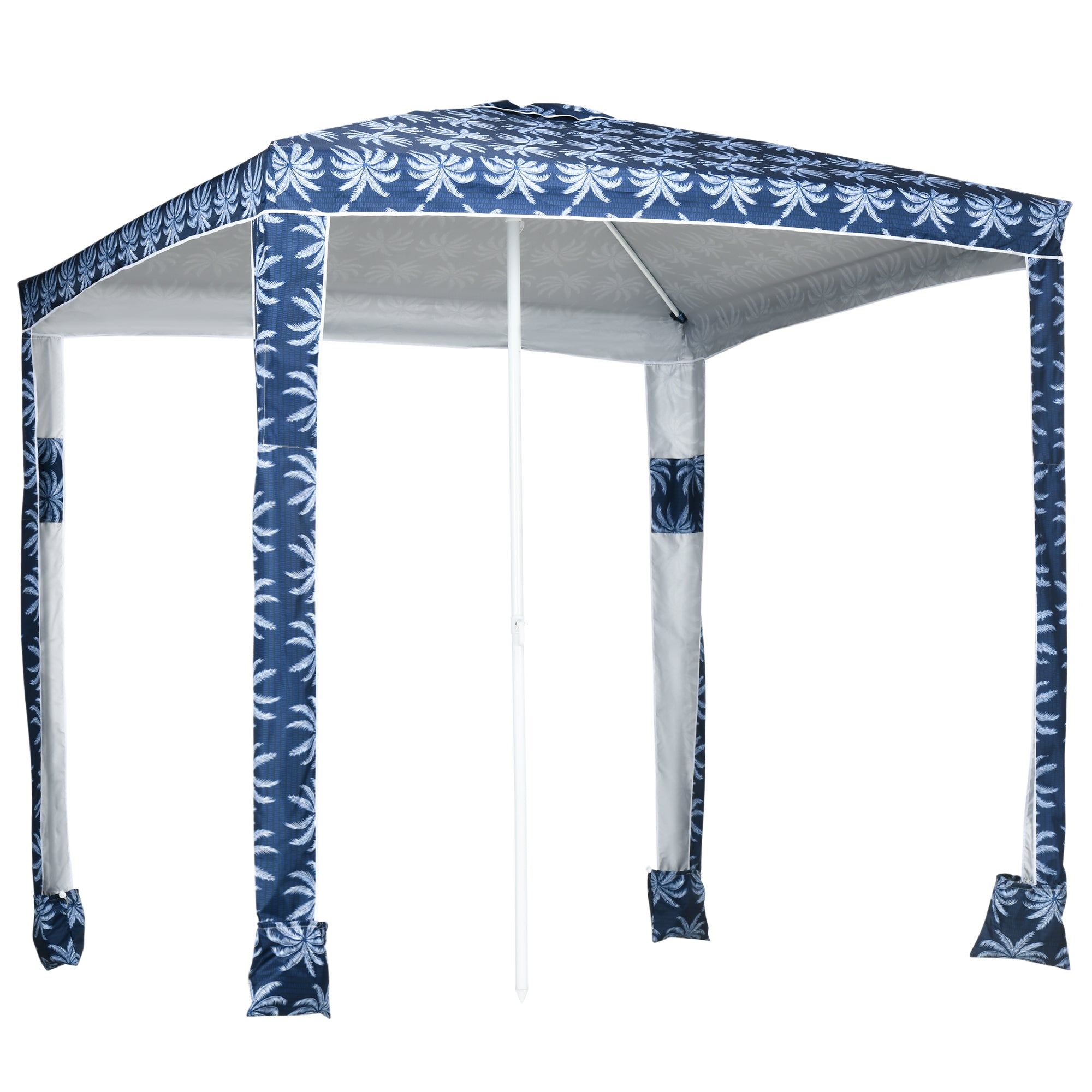 Beach Umbrella, 6.5' Easy-Assembly Sun-Shade Shelter with Sandbags and Carry Bag, Cool UV50+, Dark Blue Beach Umbrellas at Gallery Canada