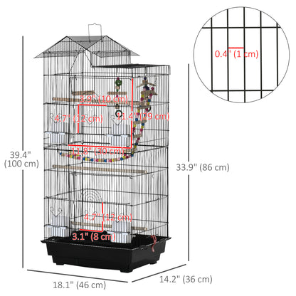 39" Bird Cage for Budgie, Cockatiel, Conure, Small Birds, with Ladder, Swing, Toys, Perches, Tray, Feeding Bowls, Handle Bird Cages   at Gallery Canada