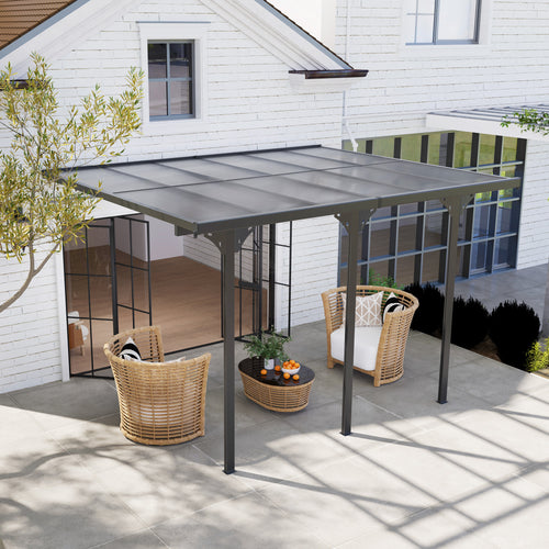 10' x 12' Outdoor Hardtop Pergola Gazebo with Polycarbonate Roof Adjustable Height, Aluminum Frame, UV Protection, Grey
