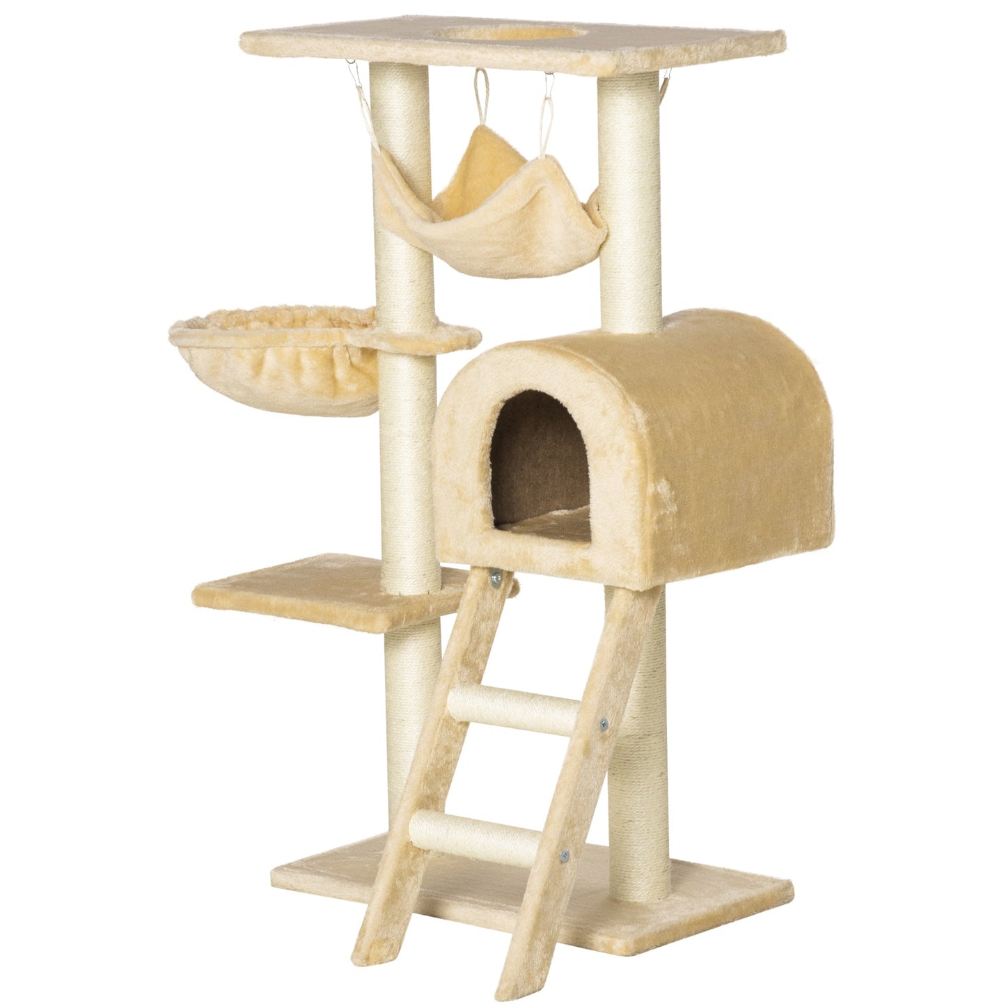 39" Deluxe Cat Tree Tower Scratching Post Kitten Condo Activity Center Deep Cream Cat Towers Deep Beige  at Gallery Canada